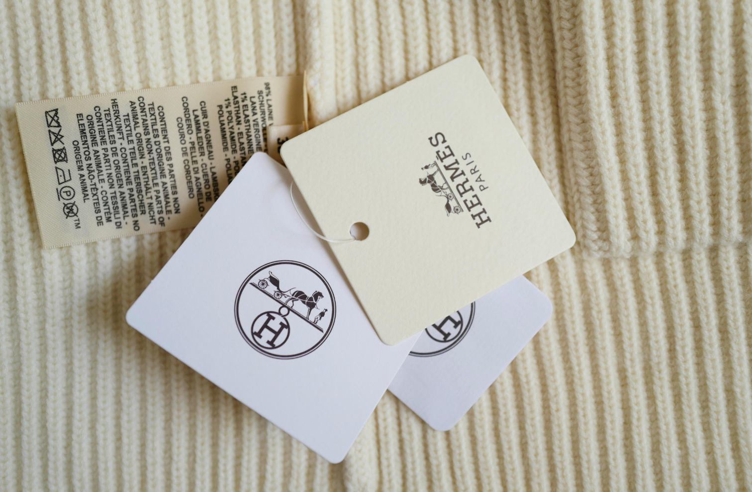 New Hermes Blouson Details Cuir cardigan Virgin Wool size 36