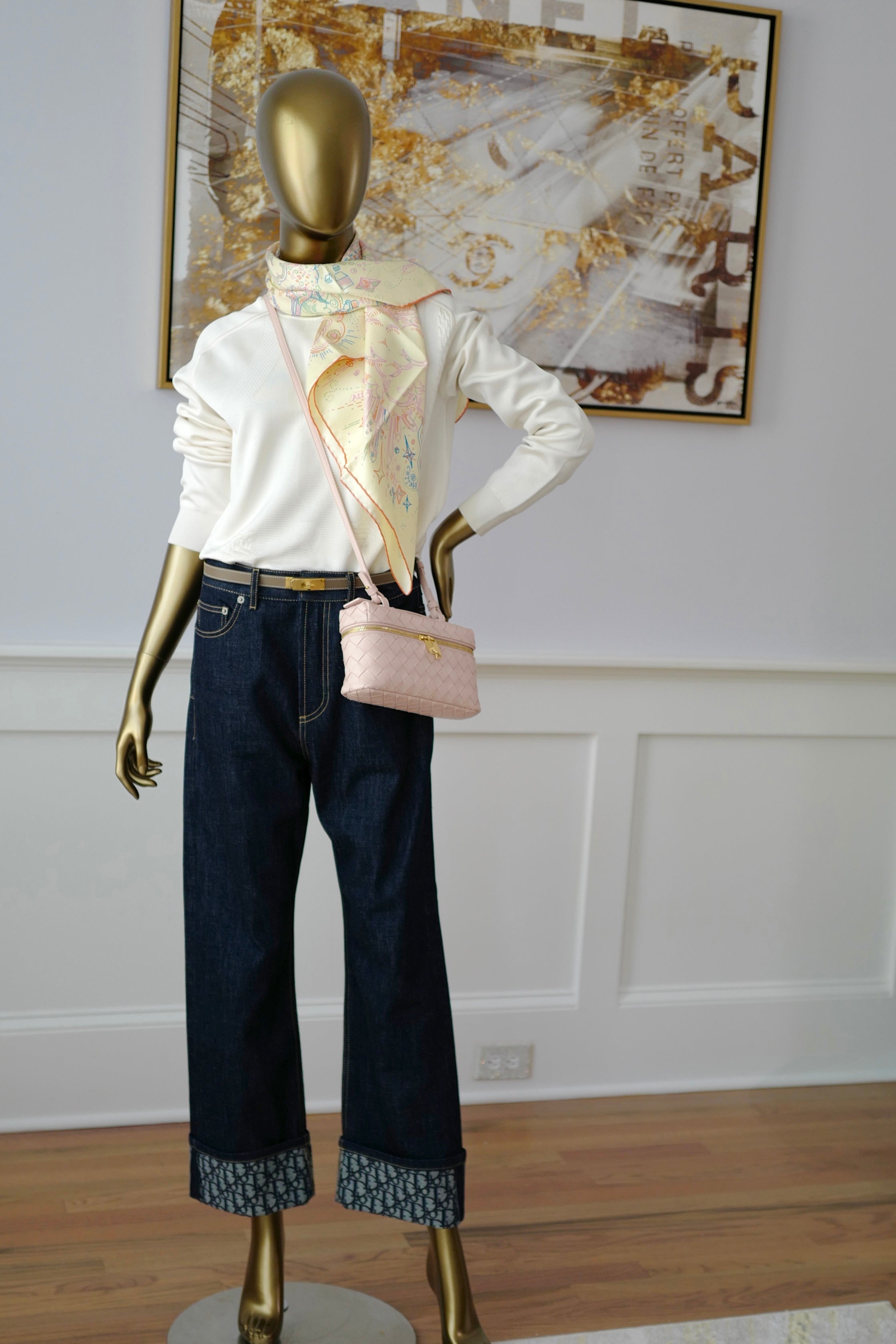 NEW Hermes Please Hold The Line Ac/Vanilla/Bleu 90 silk scarf