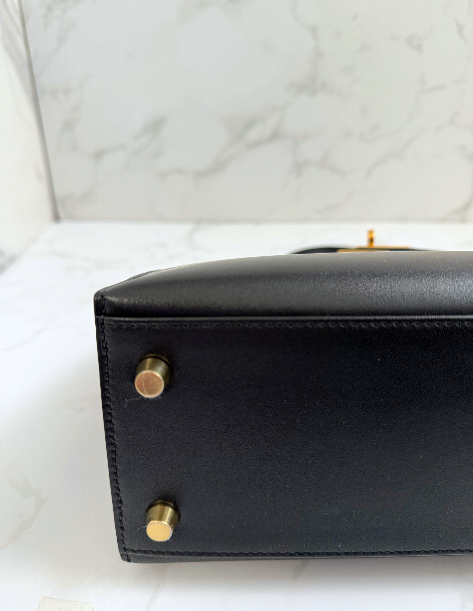 Hermes Kelly 25 Black Tadelakh Sellier Gold HW Complete Original Receipt NEW