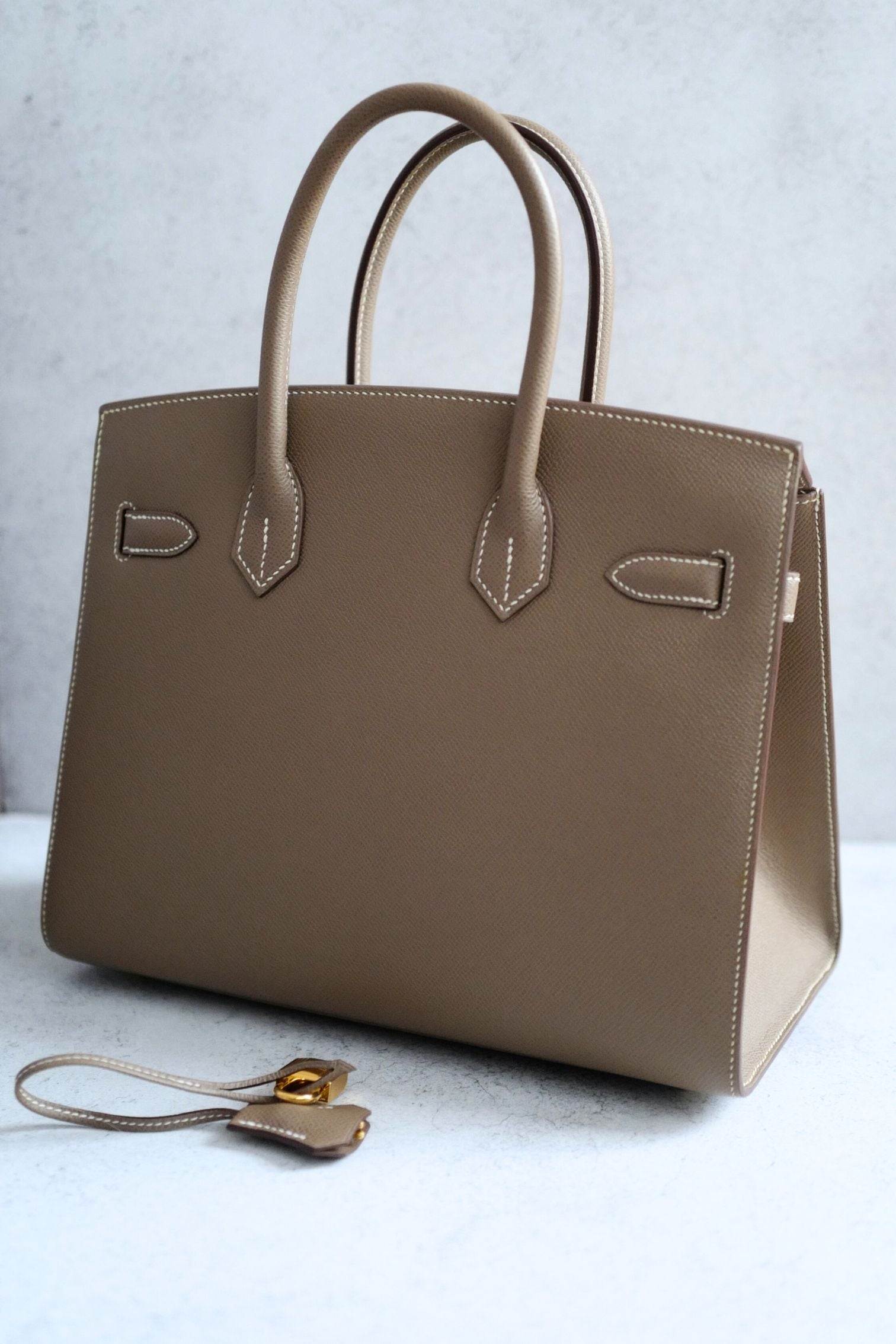 Hermès Birkin 30 Etoupe Epsom Leather Sellier with Gold HW Stamp Z