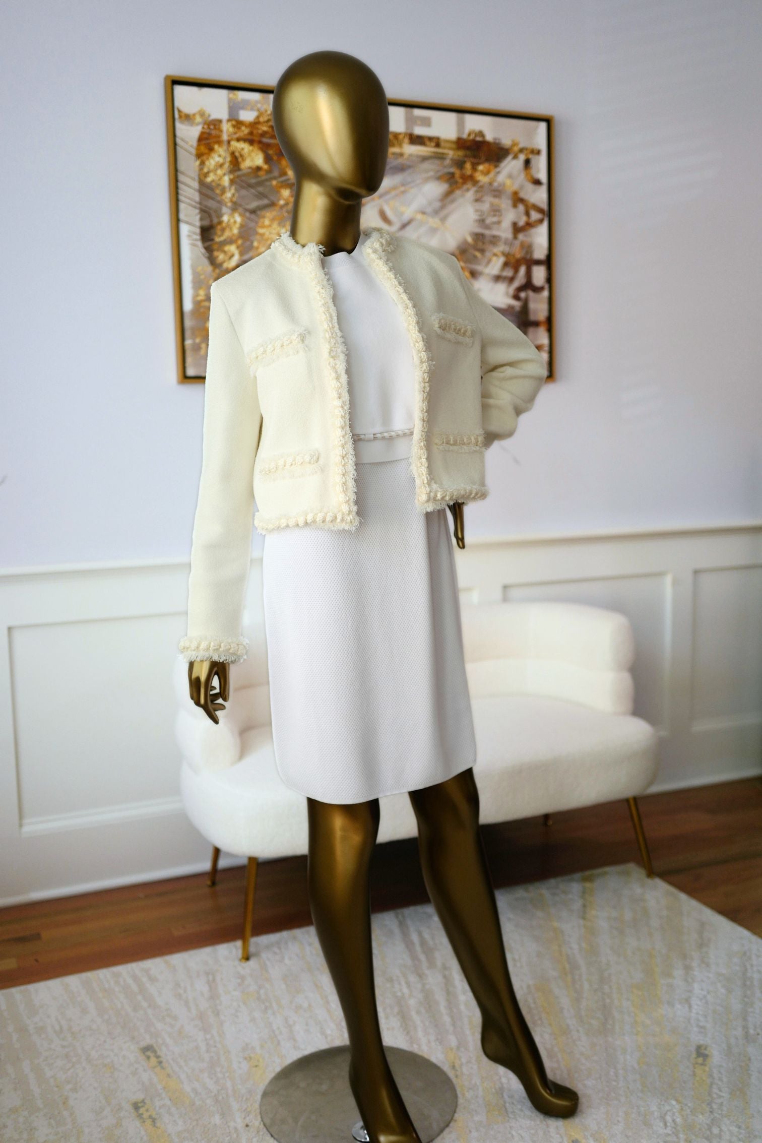 NEW Chanel Métiers d’art 2026 Collection Jacket Ivory in Silk Size 36