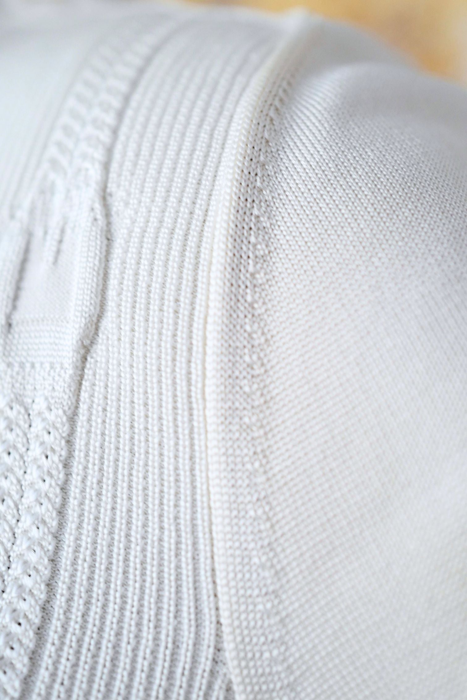 Hermès Long-Sleeve Textured Silk Cotton V-Neck Sweater Blanc Naturel Size 36