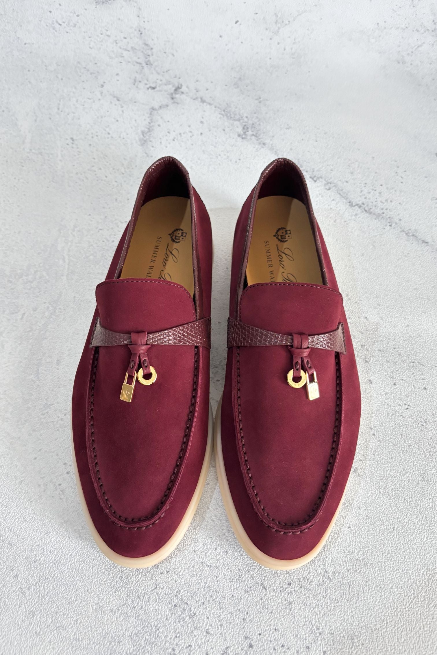 Loro Piana Summer Charms Walk Loafers Azuki Beans Lizard/Suede 37 Limited Ed