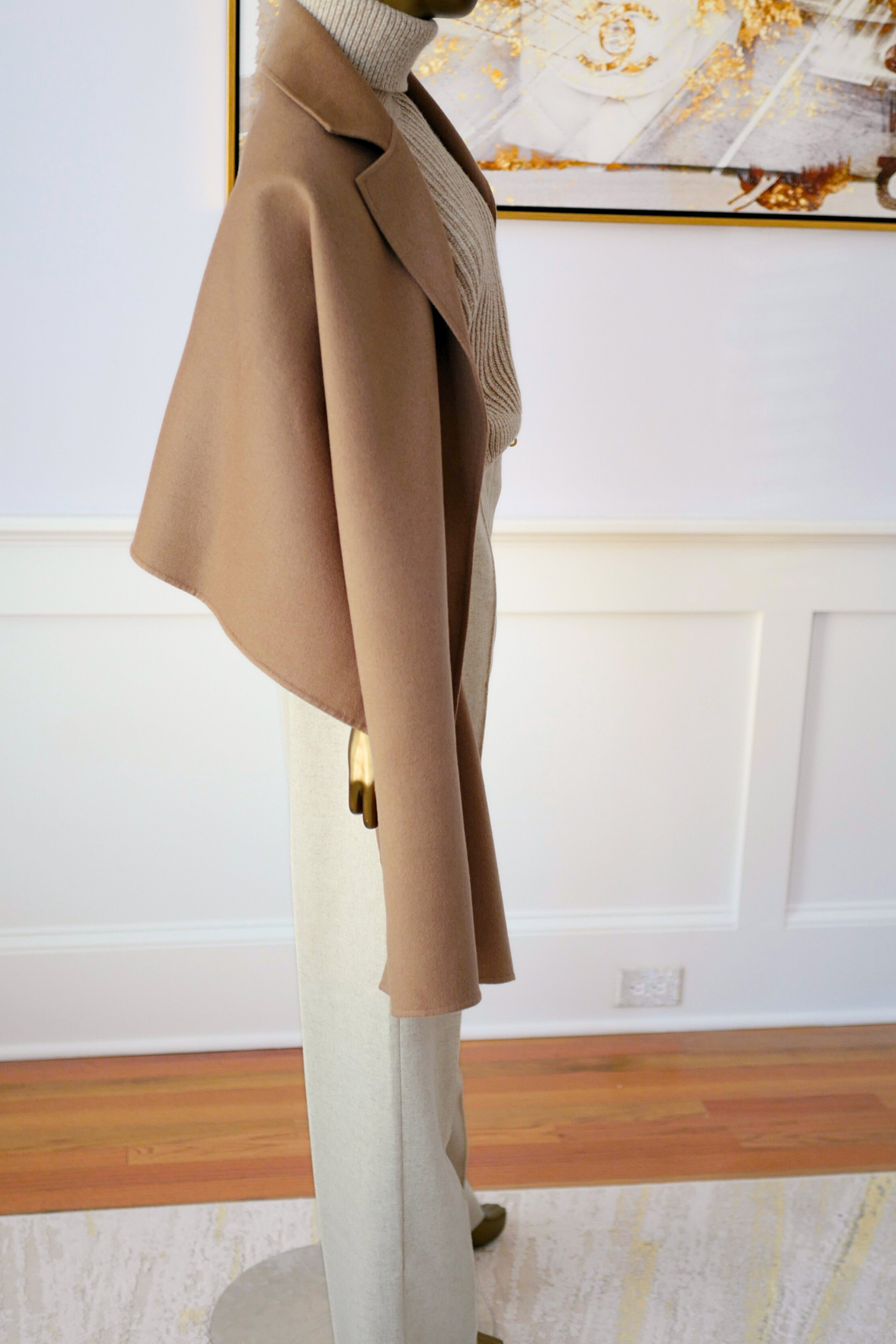 Hermès Étole Poncho 100% Cashmere Trompe L’Oeil HG 01 Camel