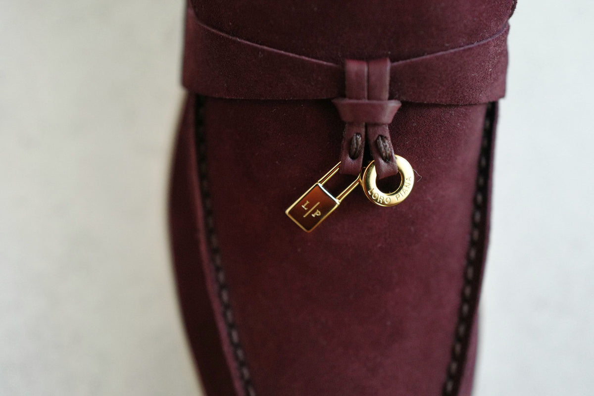 BNIB Loro Piana Summer Charms Walk Loafer Burgundy Suede Calfskin Size 37.5