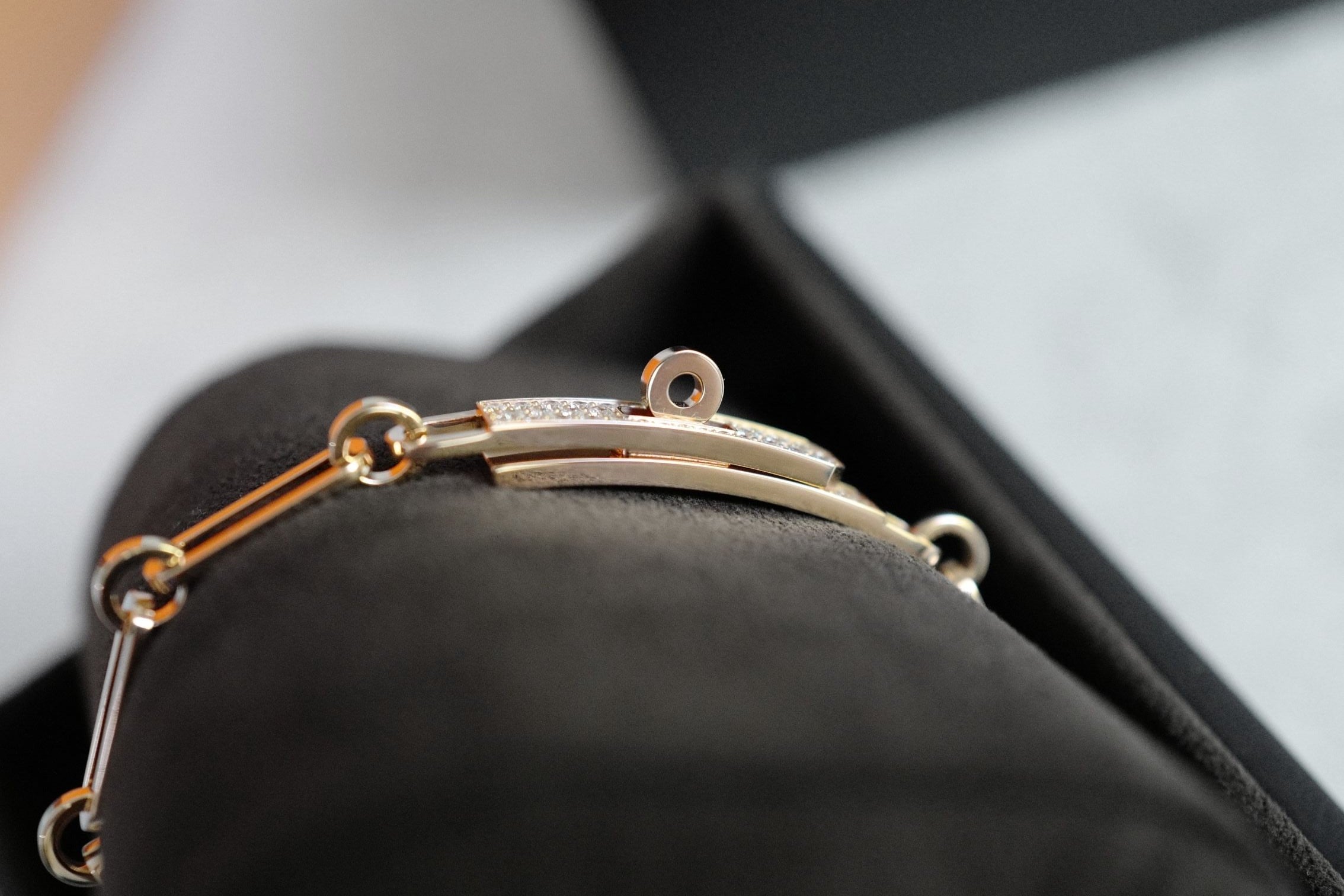 Hermès Kelly Chaine Bracelet Small Model 18K Rose Gold Diamonds Size 140
