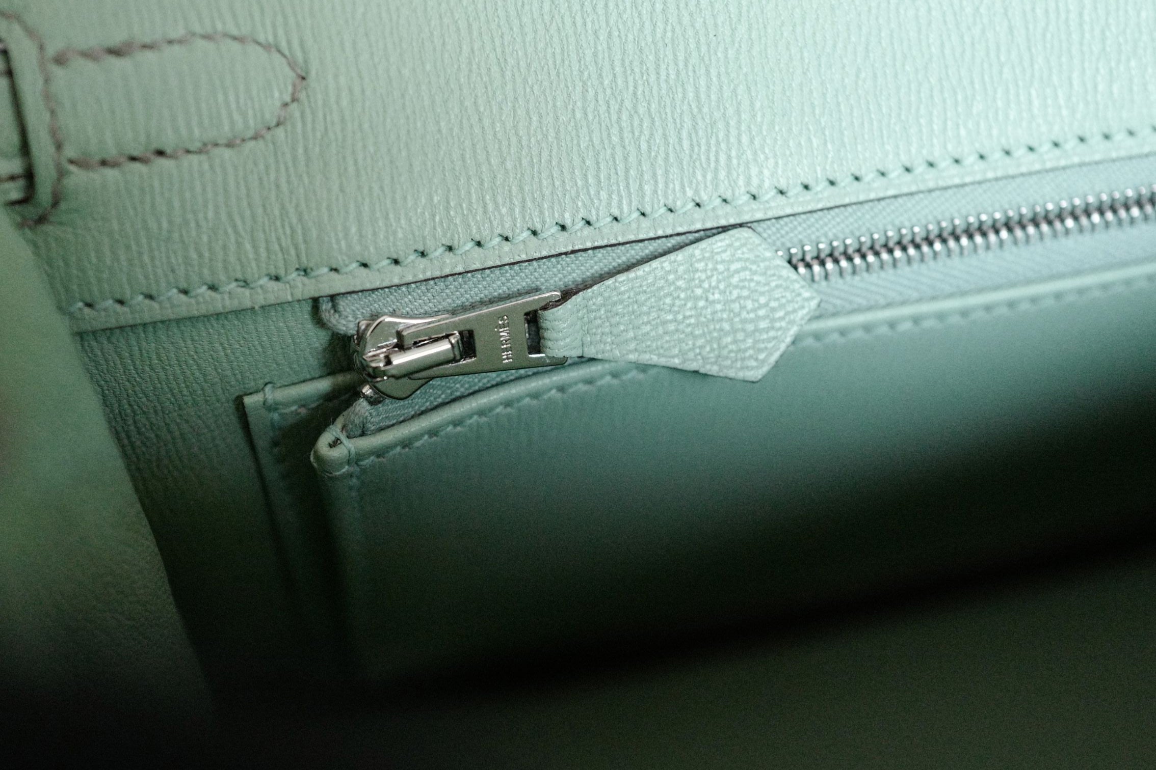 Hermès Birkin 25 HSS Gris Perle Vert D'eau Matte Crocodile Brushed PHW