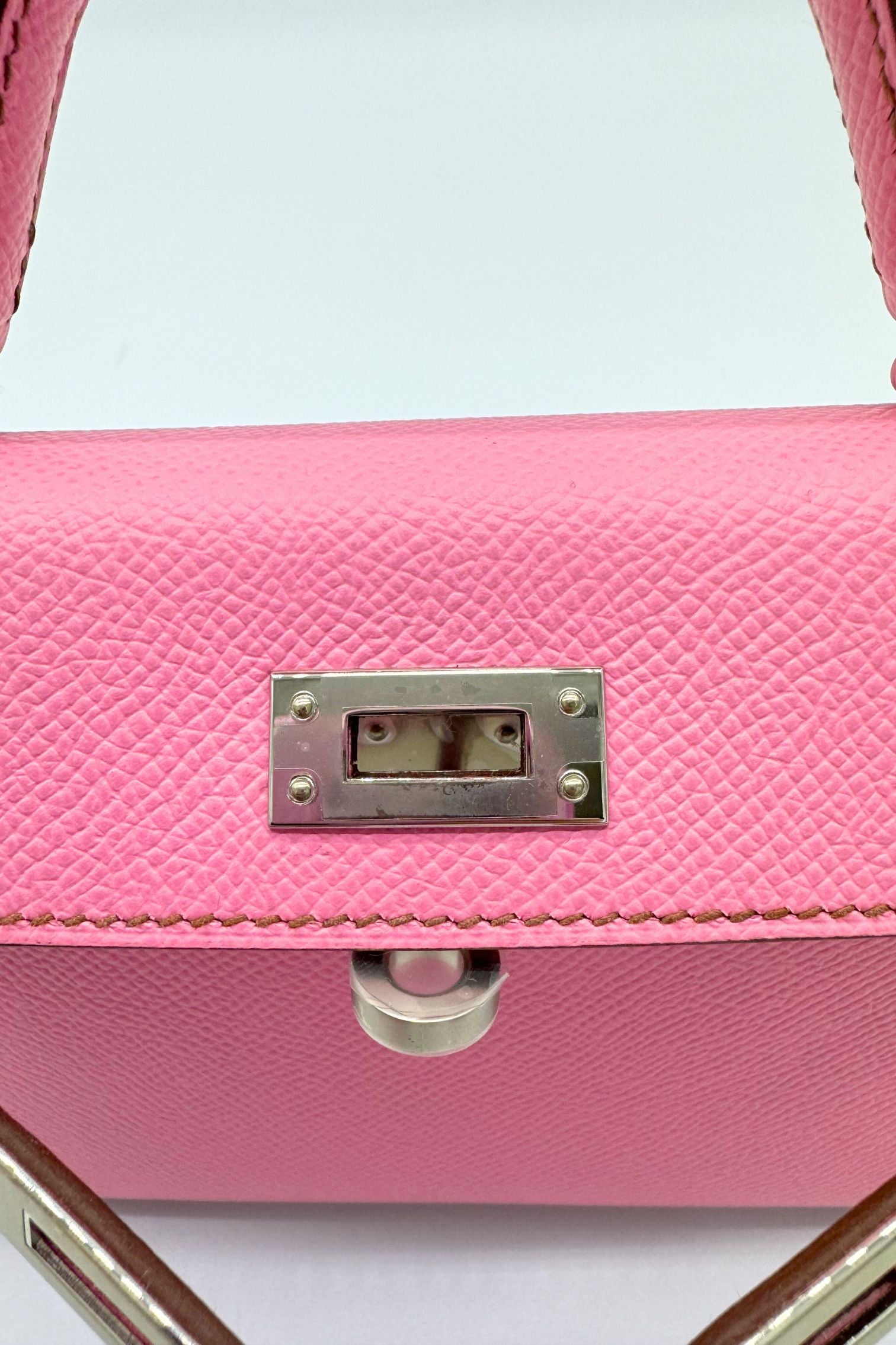 Hermes Mini Kelly 5P Bubblegum Pink Epsom Leather Palladium Hardware