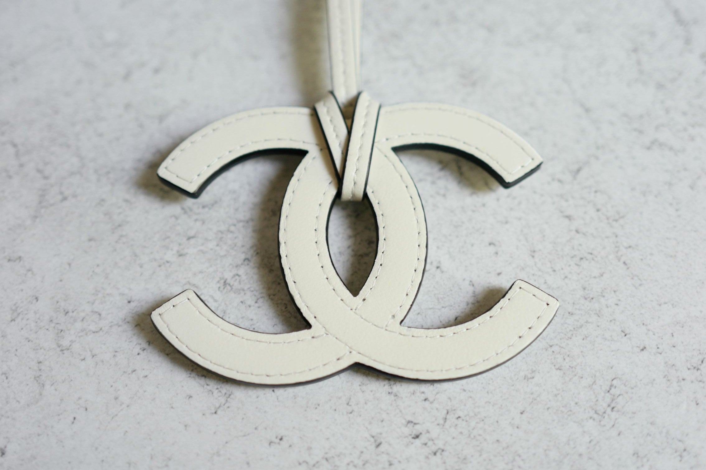Chanel 26S Mini Bag Charm White Lambskin Leather
