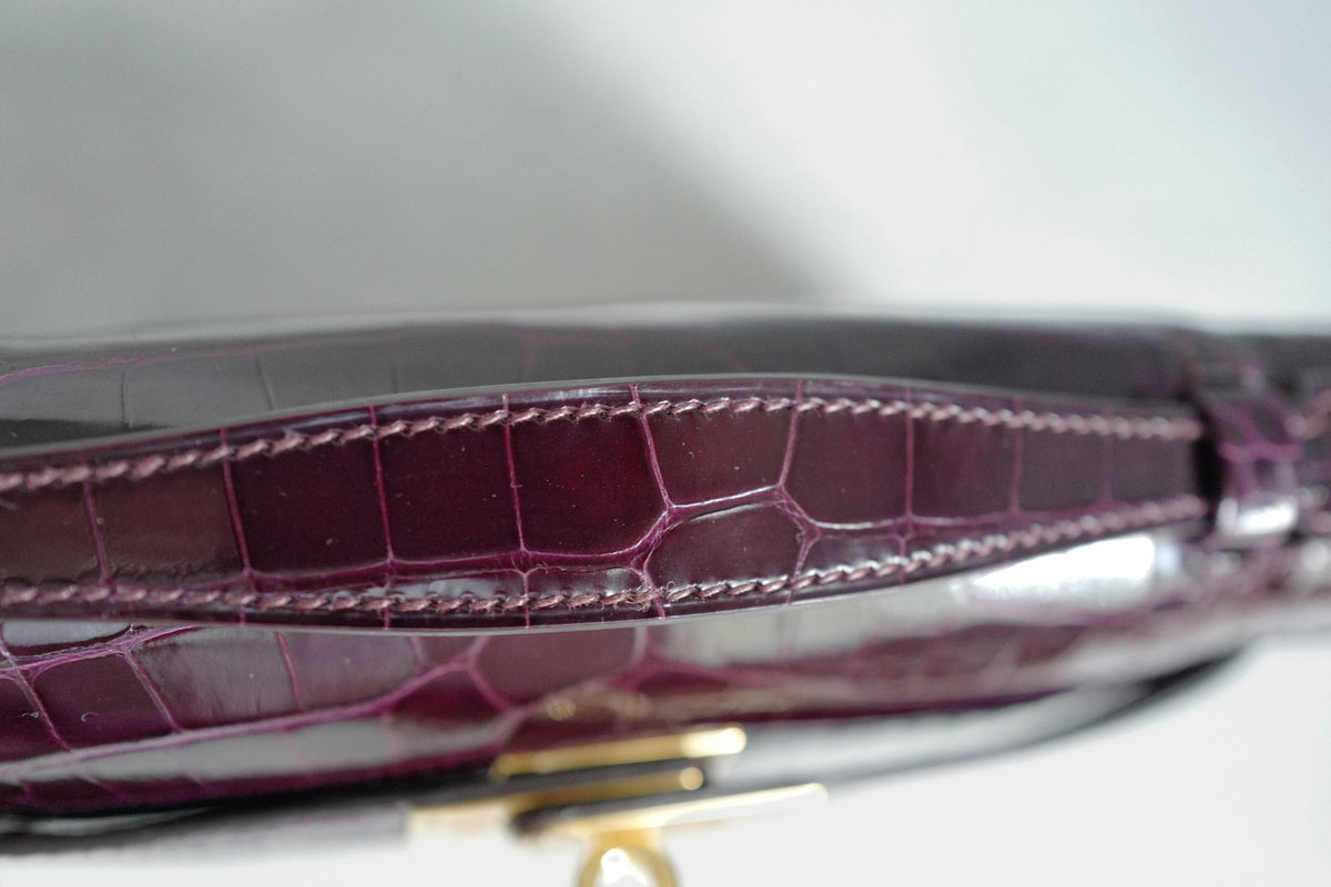 Hermes Kelly Pochette Bordeaux Mississippiens Alligator GHW G Stamp 2026