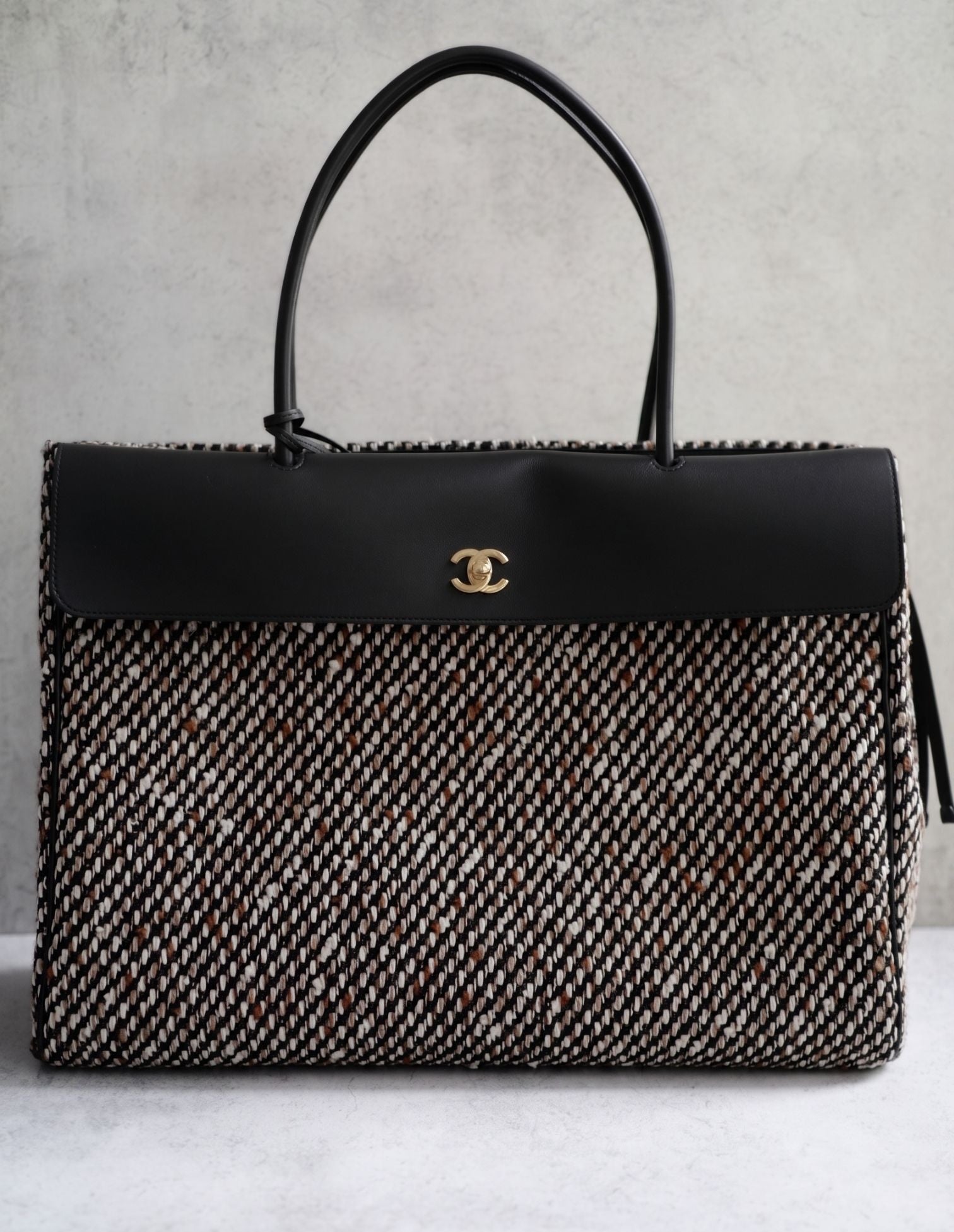 Chanel 26s Large Shopping Bag Black/Ecru Wool Gold Hardware "Matthieu Blazy's"