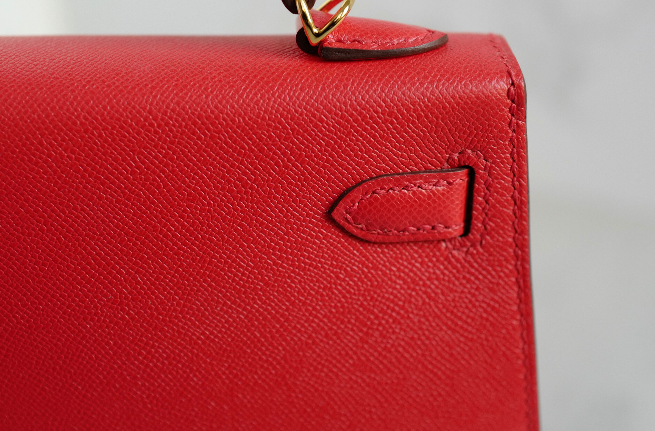 Hermès Mini Kelly Rouge De Coeur Madame Leather Gold Hardware Stamp K