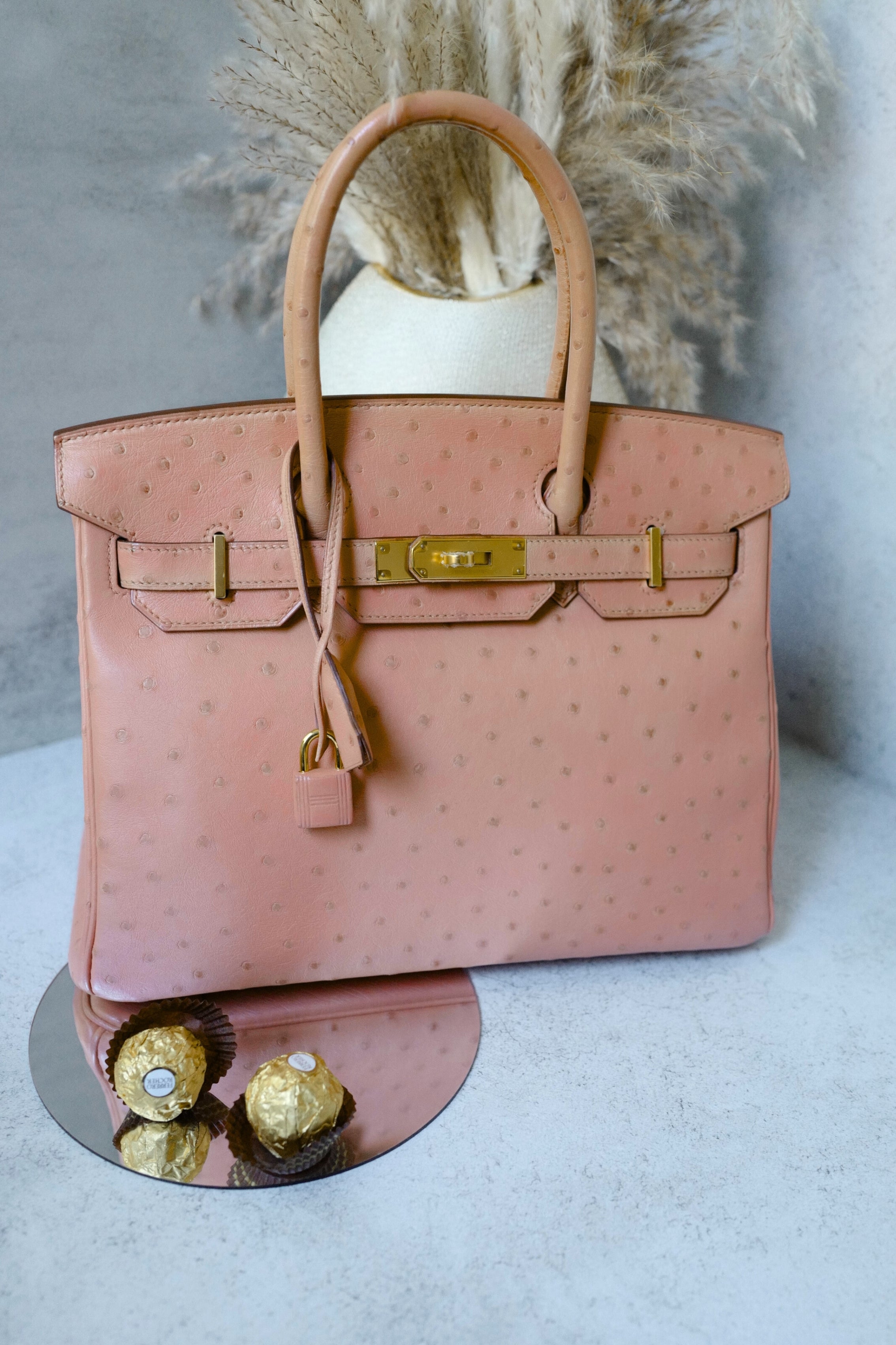 Hermès Birkin 30 Bag in Terre Cuite Ostrich with Gold Tone Hardware