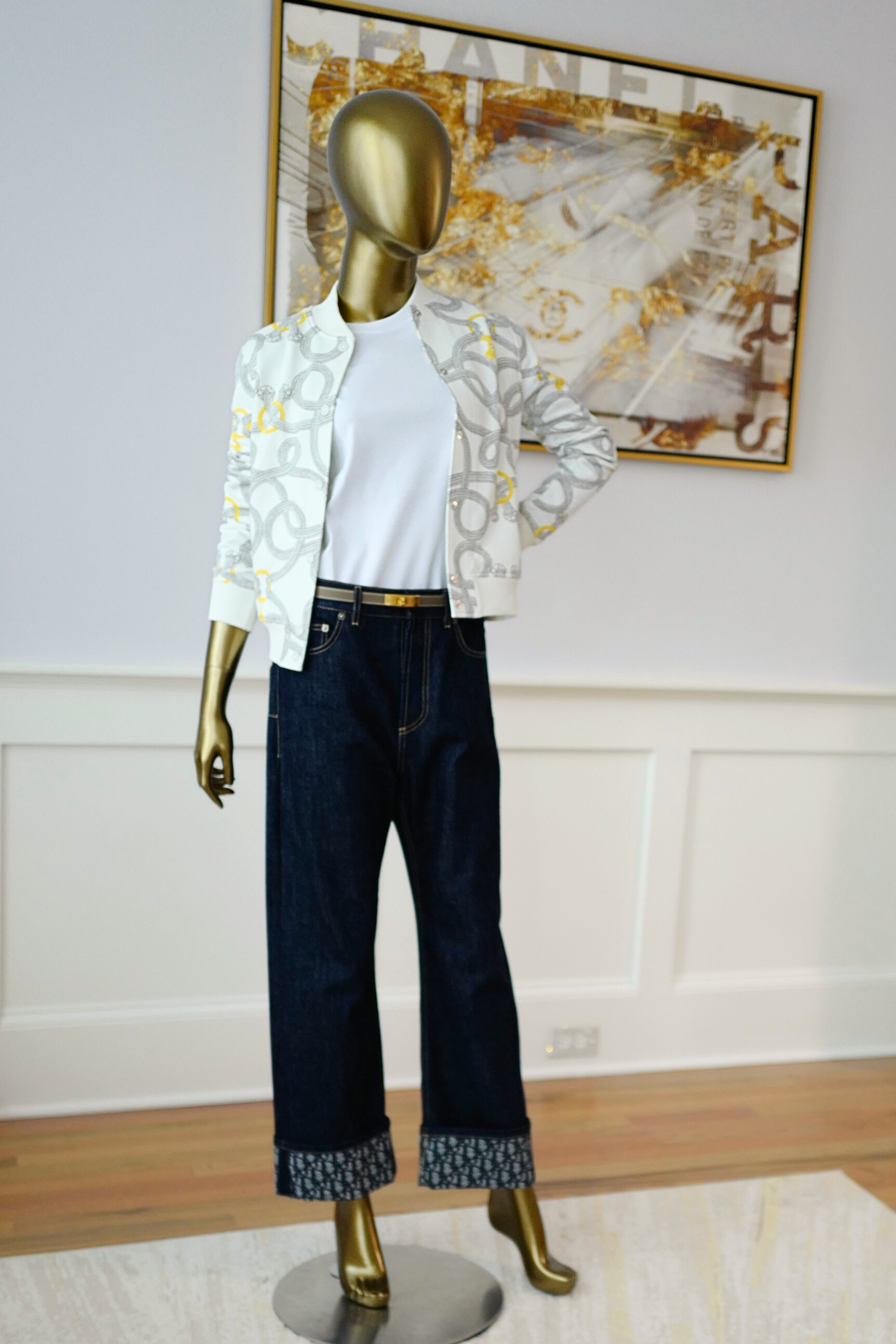 New Hermès Palefroi Remix Varsity Jacket Blanc Cassé White Size 34
