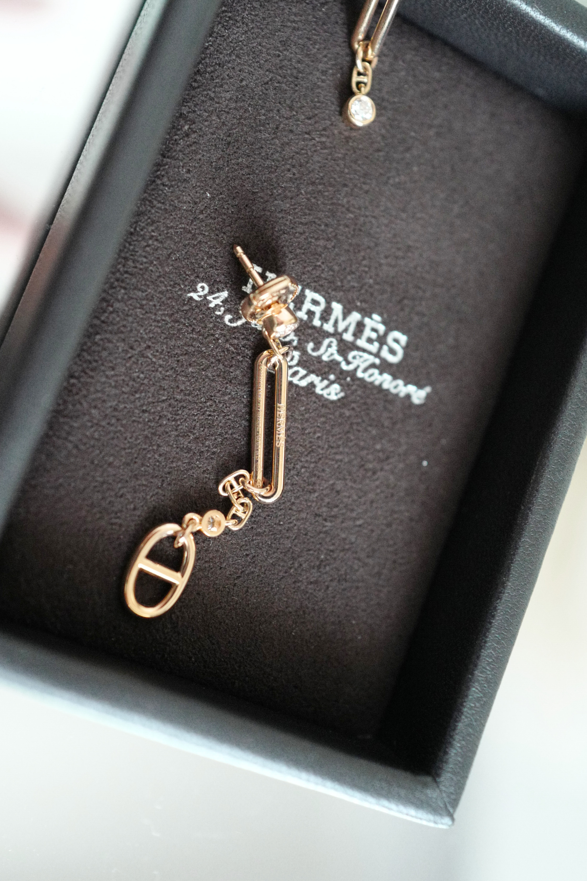 Hermès Chaîne d’Ancre Chaos Earrings Rose Gold with Diamonds