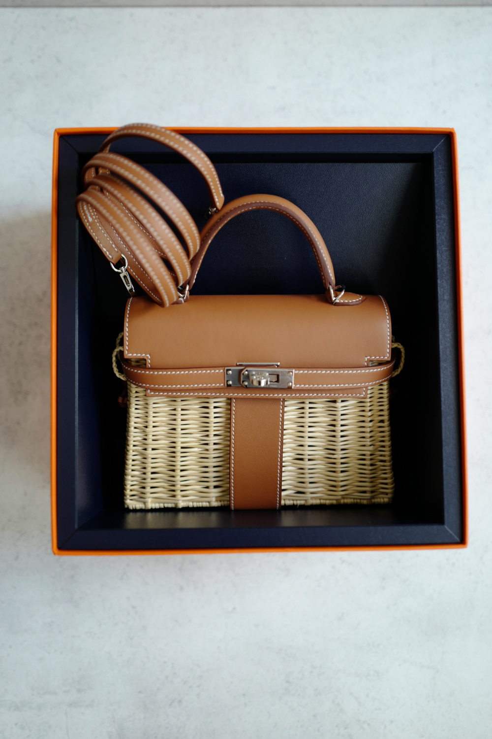 BNIB Hermes Mini Kelly Picnic Gold w Palladium Hardware Complete W Receipt