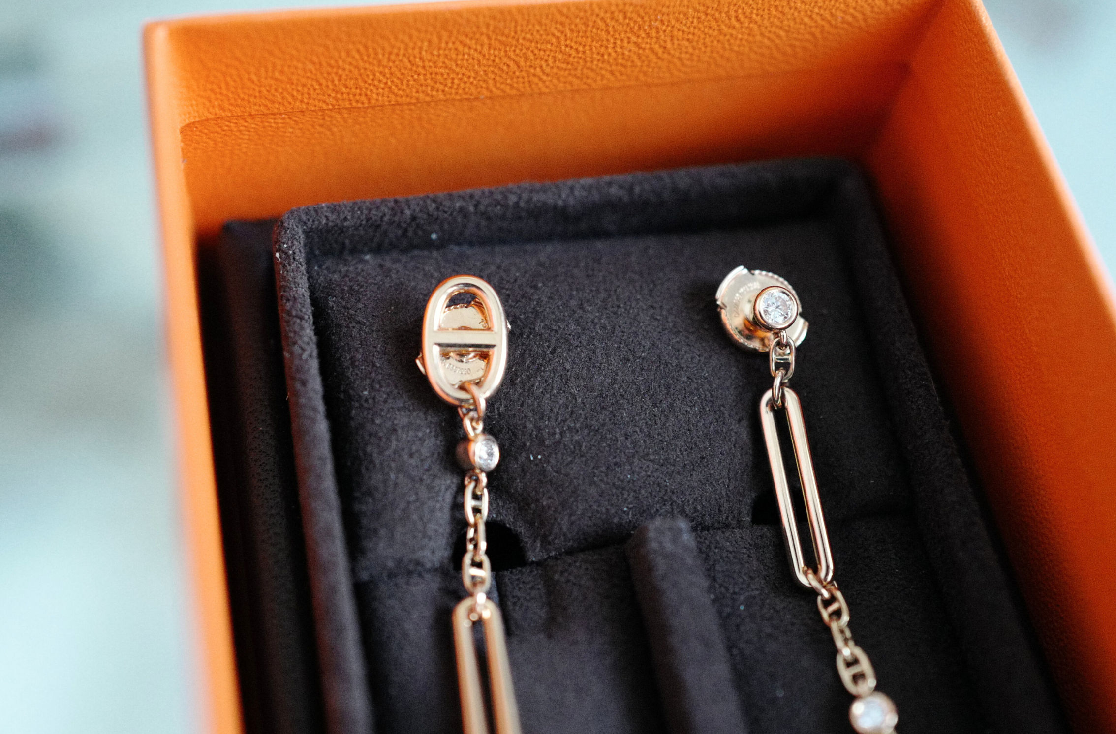 Hermès Chaîne d’Ancre Chaos Earrings Rose Gold with Diamonds