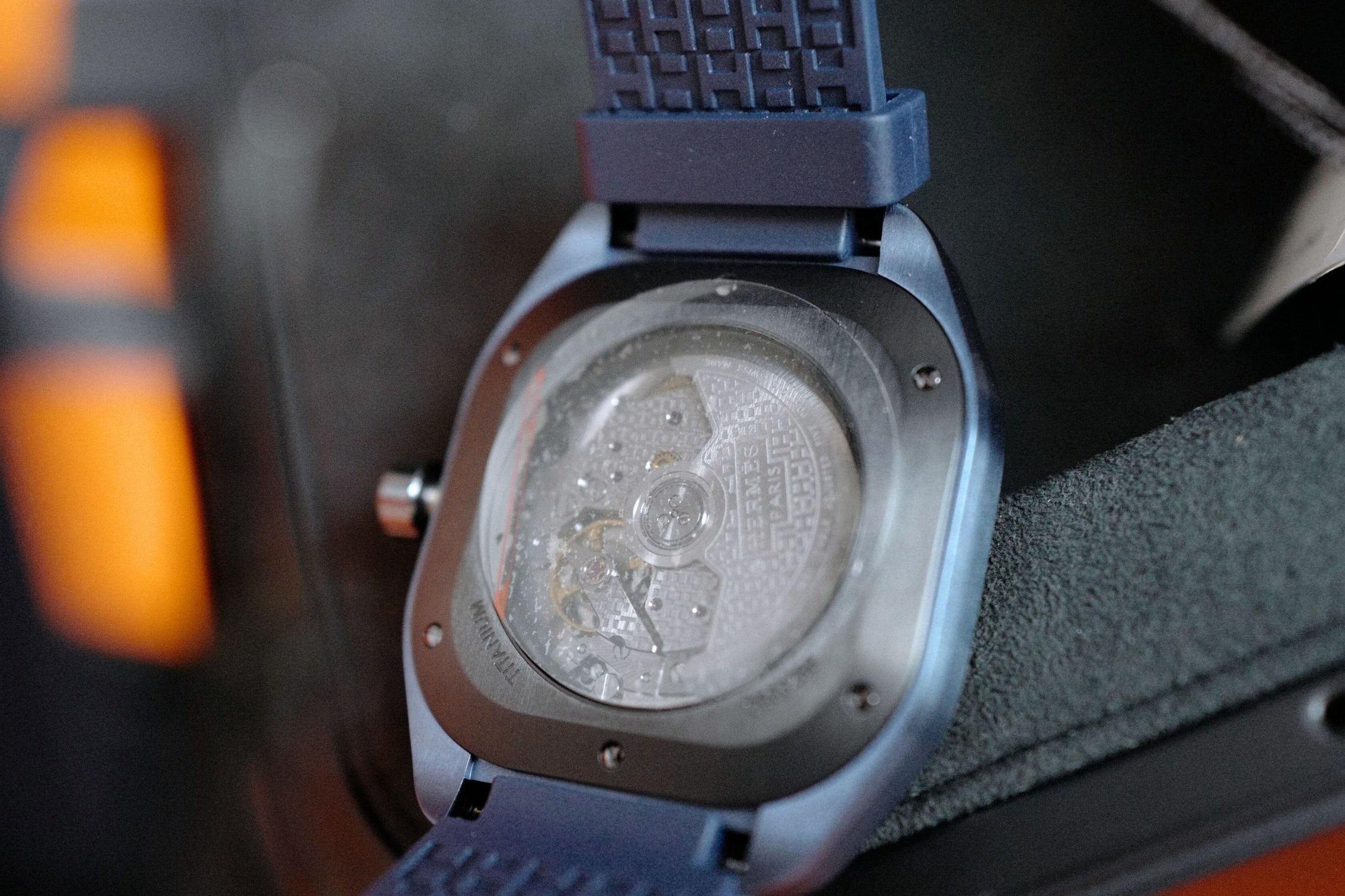 Hermès H08 Blue Dial Titanium Watch Blue Rubber Strap 42mm