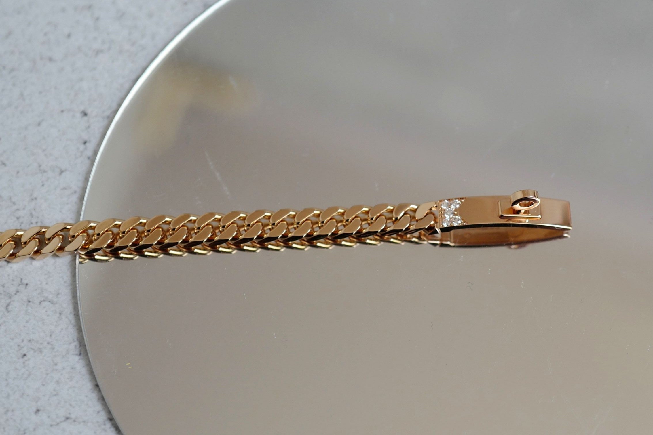 Hermès Kelly Gourmette Bracelet SH Small Model Rose Gold with 41 Diamonds