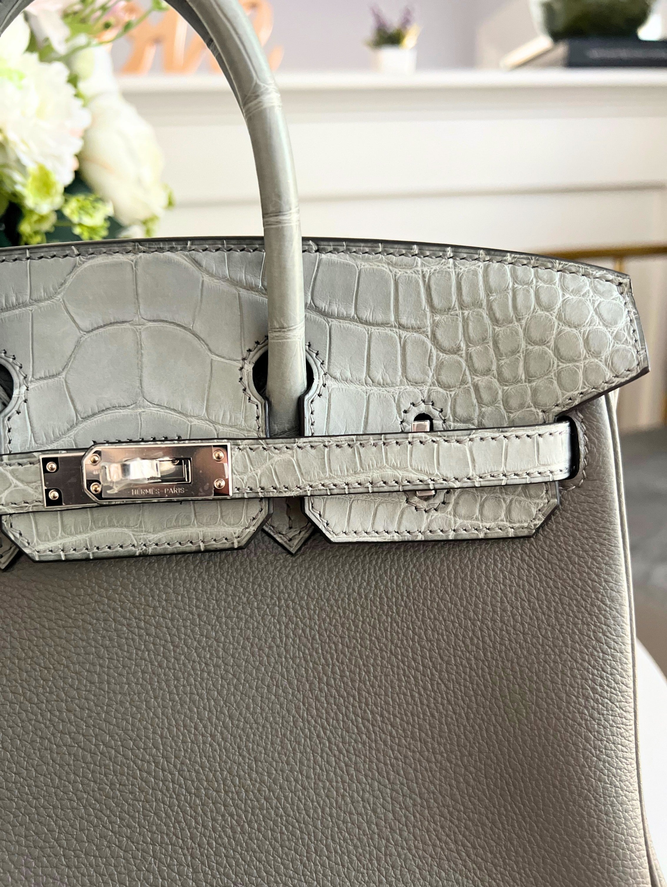 NEW Hermes Birkin 25 Touch Gris Meyer Palladium Hardware B Stamp 2023