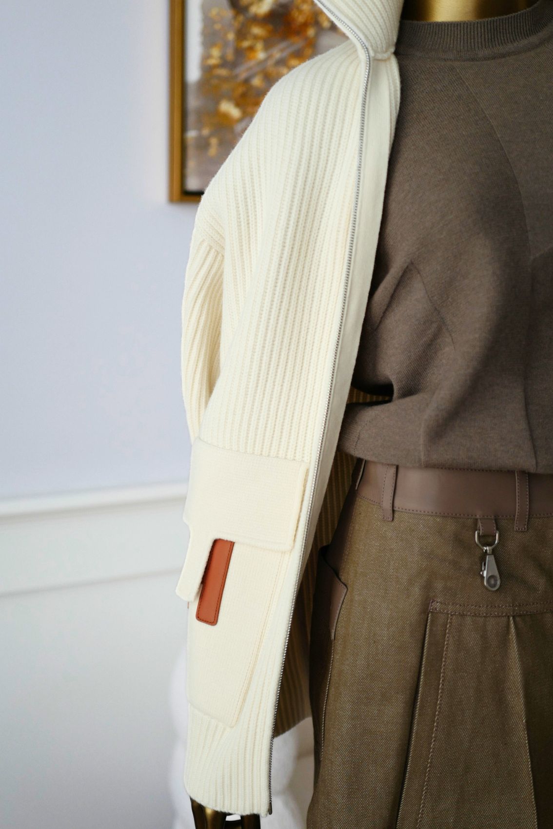 Hermès Blousson Cardigan Blanc Naturel Wool Knit Size 38