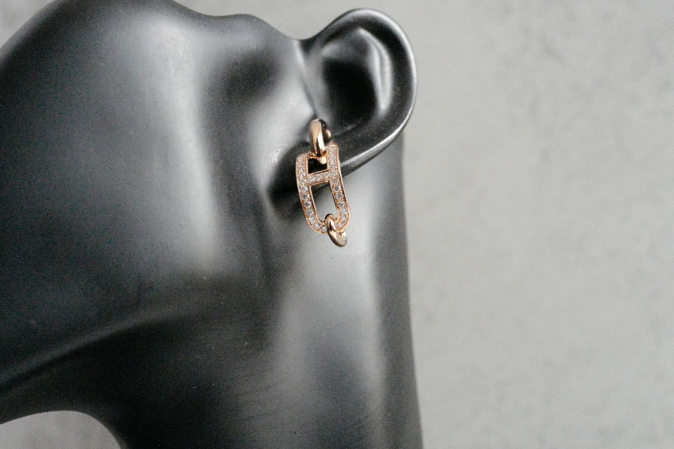 Hermès Adage Earrings 18K Rose Gold 62 Diamond Pavé