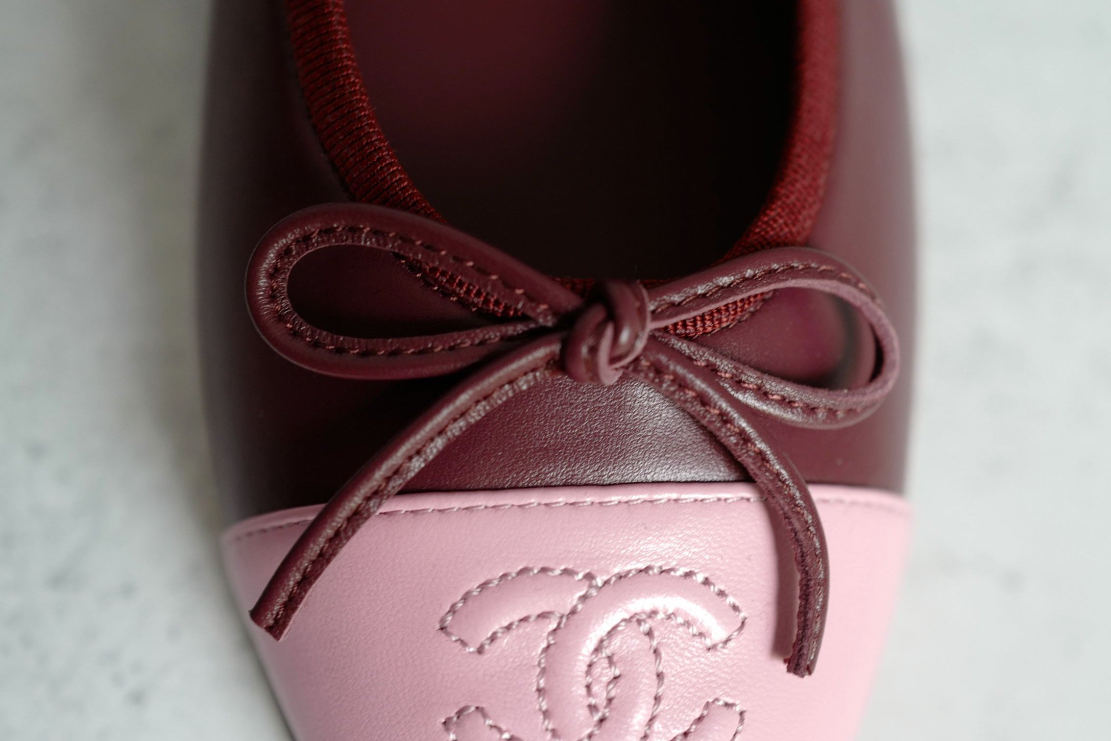 Chanel 26S Matthieu Blazy's Ballet Flats Burgundy Pink Lambskin Size 37C