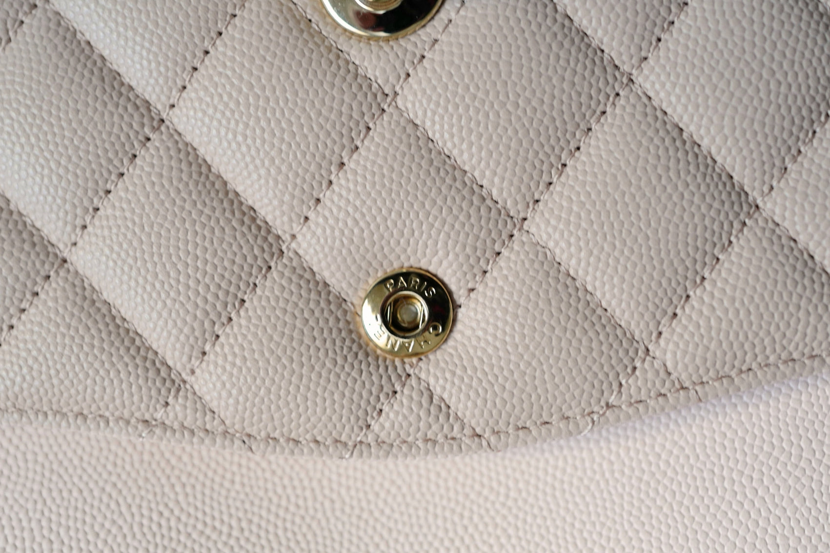 BNIB Chanel Medium Classic Double Flap Bag Beige Clair Grained Gold Hardware