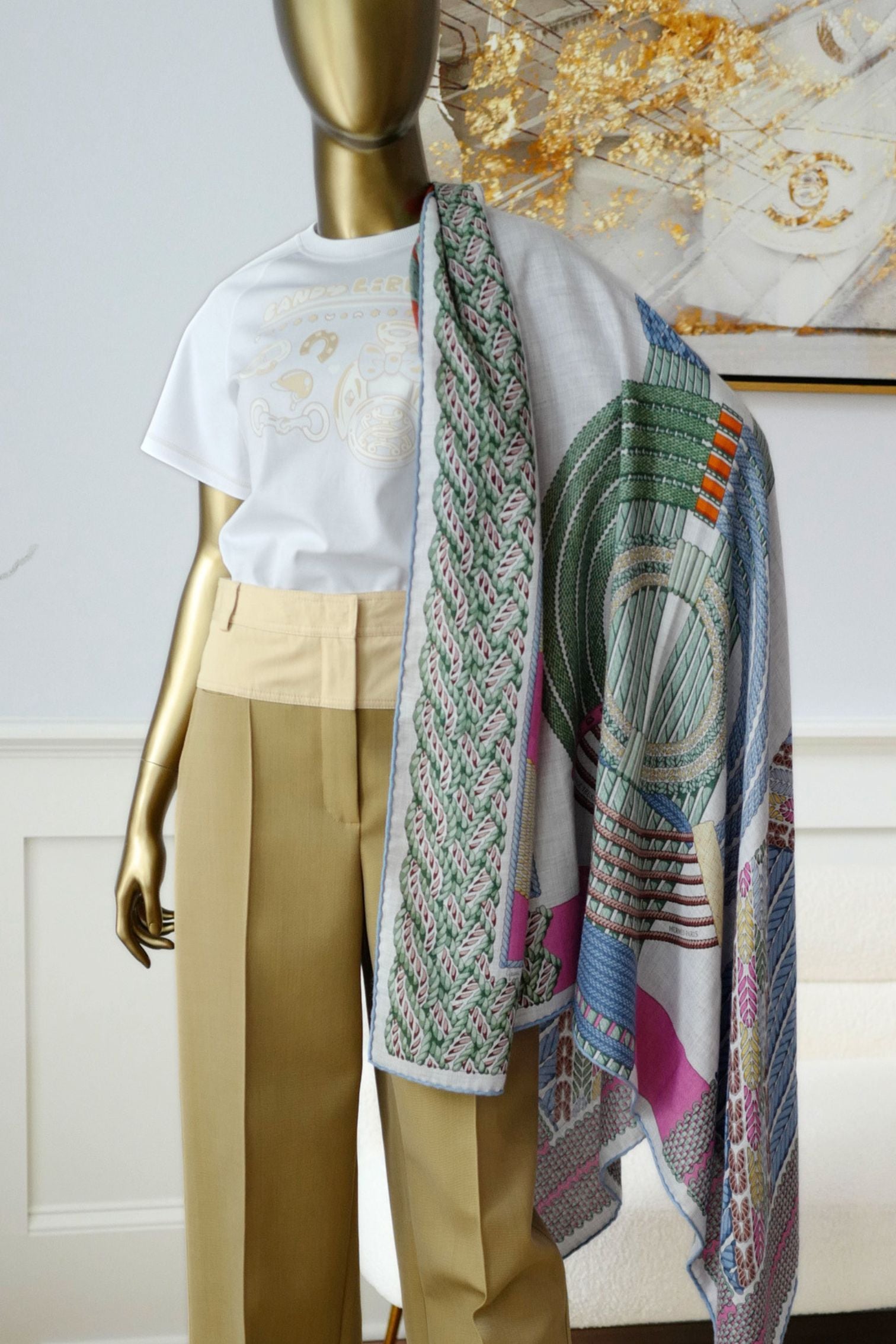 Hermès Dressage Tressage Shawl 140 Bleu Ciel/Rose Rouge Cashmere Silk