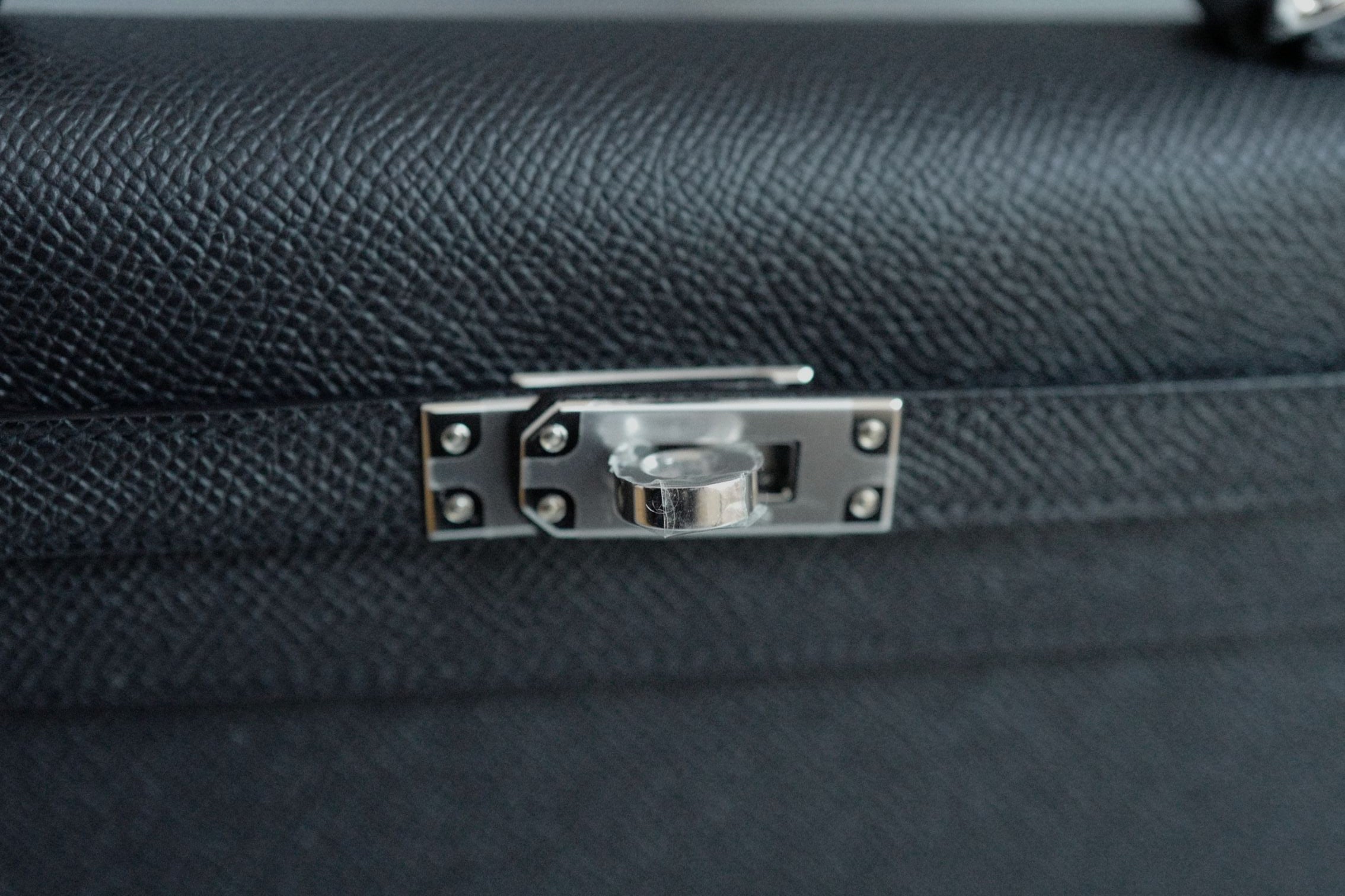 NEW Hermès Kelly 25 Black Epsom Sellier Palladium Hardware