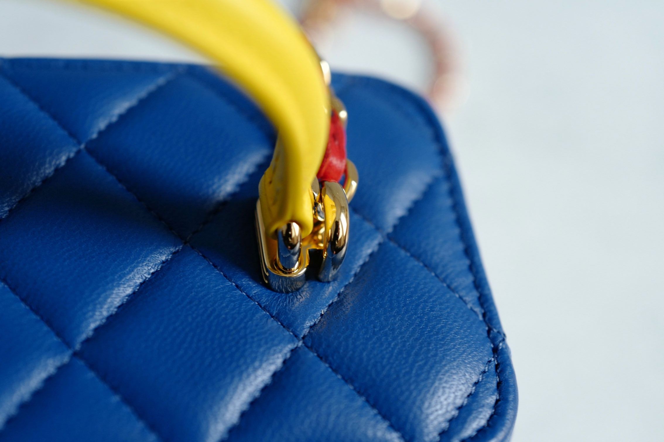 Chanel 26A Long Vanity Superman With Chain Lambskin Blue/Yellow/Red Gold HW