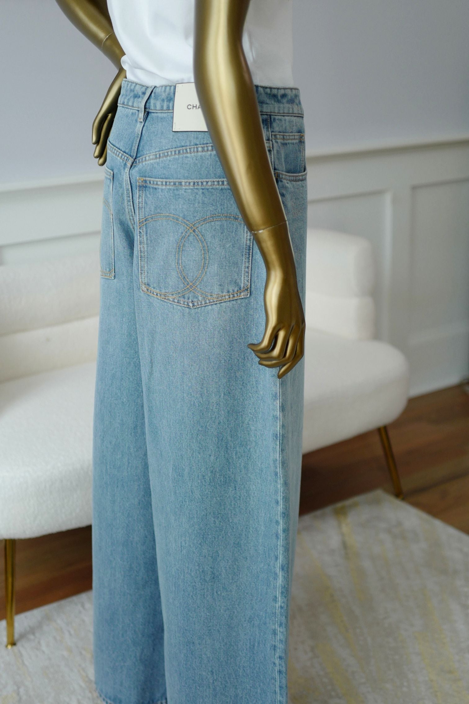 Chanel Métiers d’Art 2026 Matthieu Blazy Denim Blue Jeans Pants Size 36