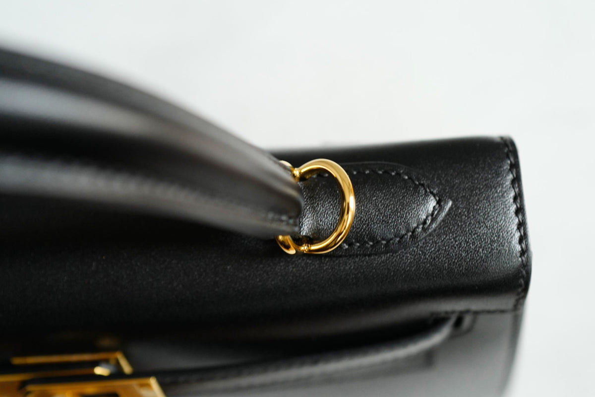 Hermes Kelly 25 Black Tadelakh Sellier Gold HW Complete Original Receipt NEW