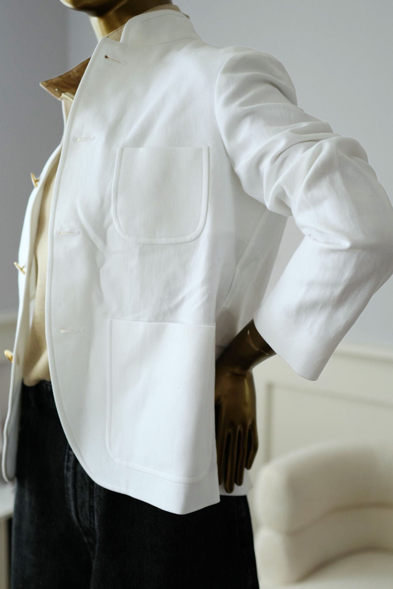 New Loro Piana Spagna Mini Jacket Linen White size 40