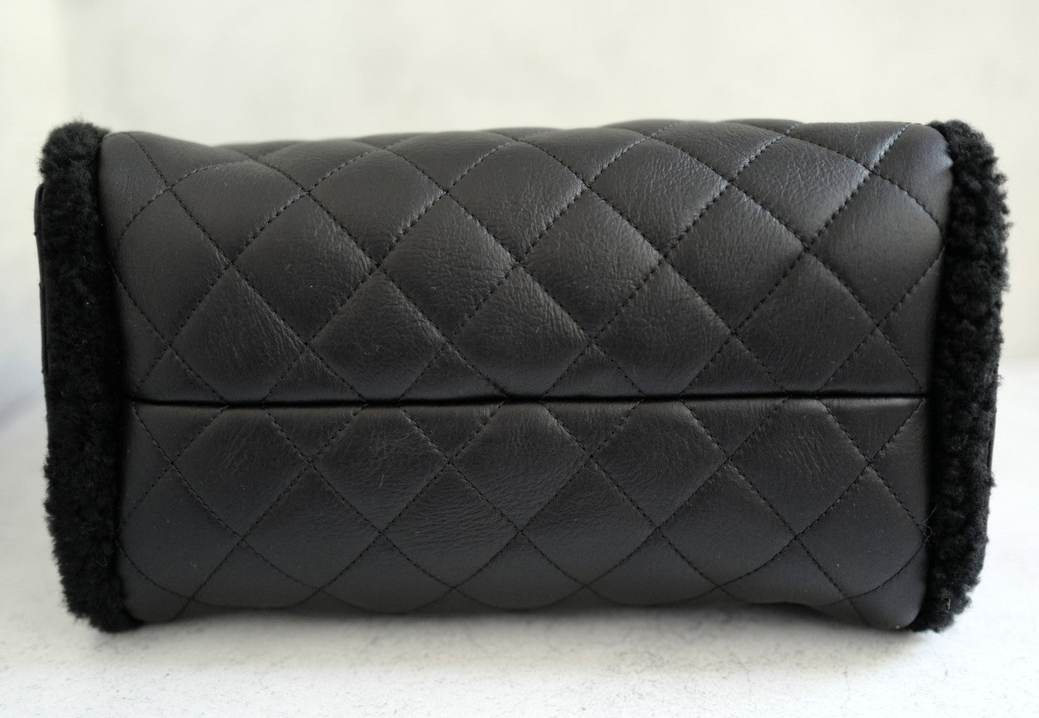 Chanel 25K Small Hobo Bag in Black Shearling and Calfskin Leather Gold Hardware