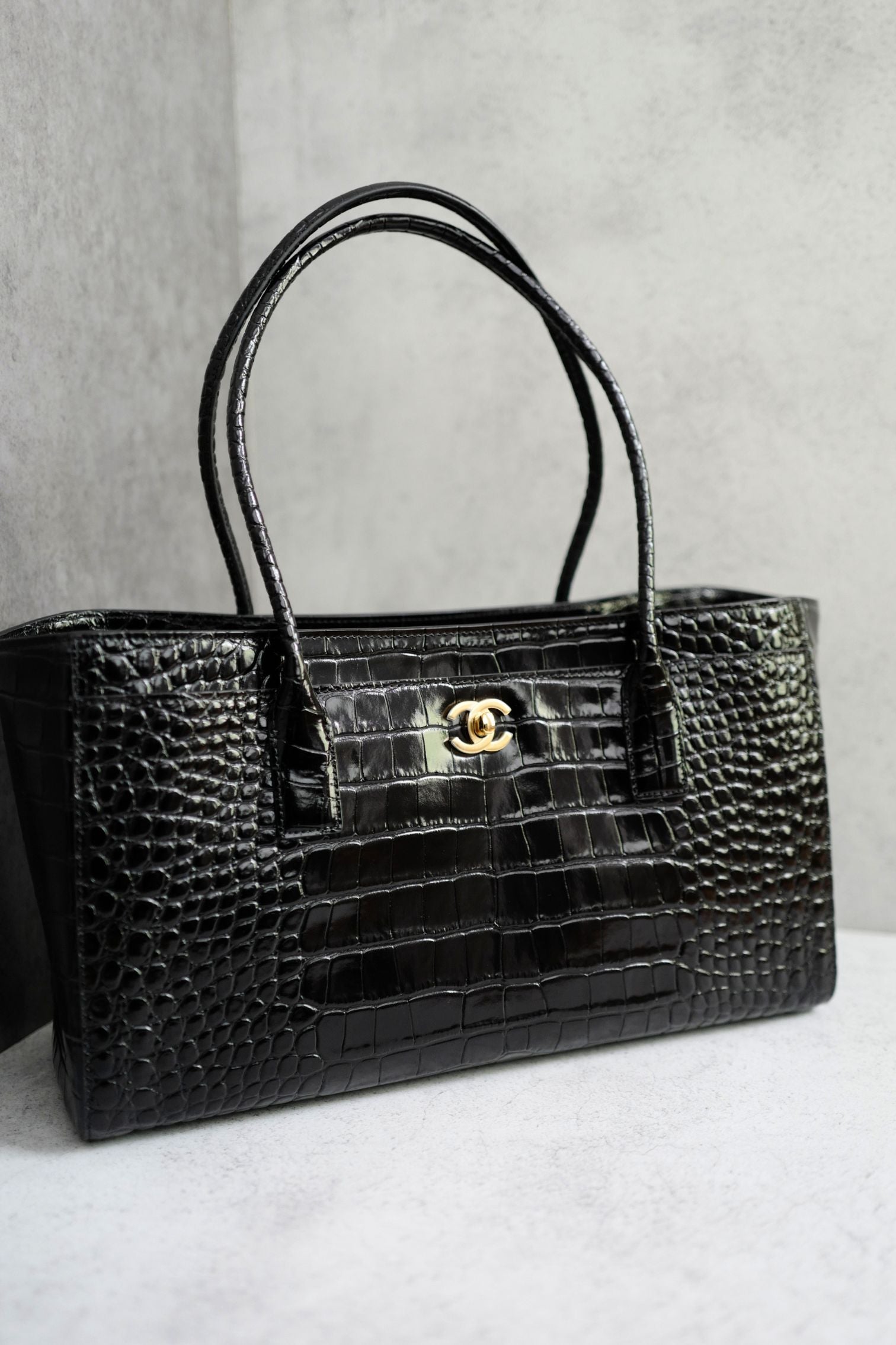 Chanel 26S Matthieu Blazy's Small Tote Black Crocodile Embossed Calfskin GHW