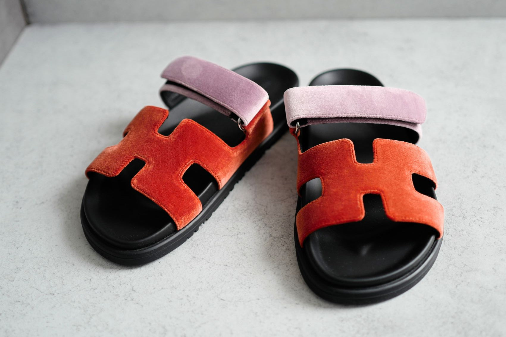 *BNIB* Hermes Women's Chypre Suede Goat Skin Orange Canyon/Bruyere Size 37.5