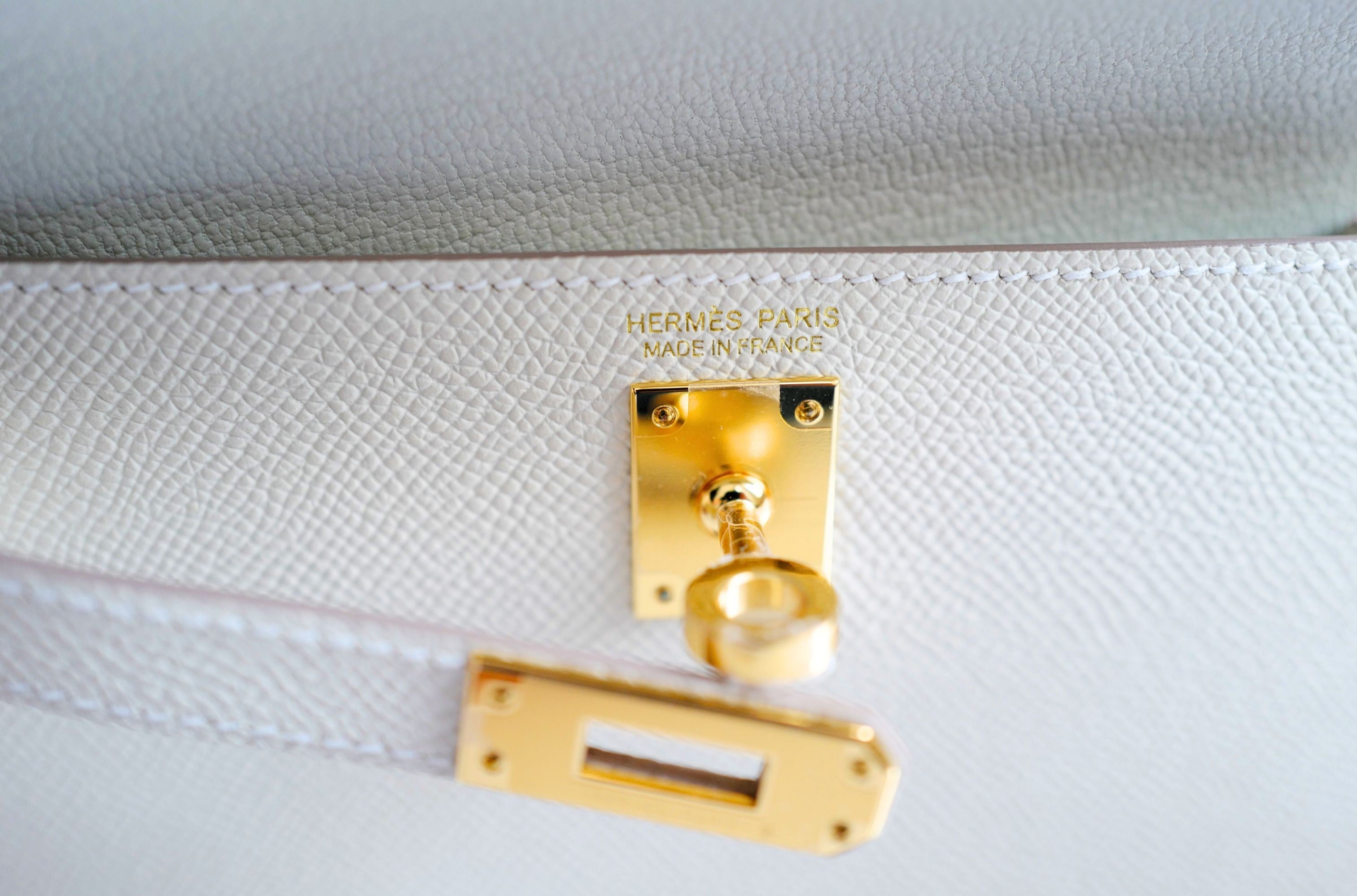 BNIB Hermes Kelly En Desordre Craie Epsom Gold HW Limited Edition