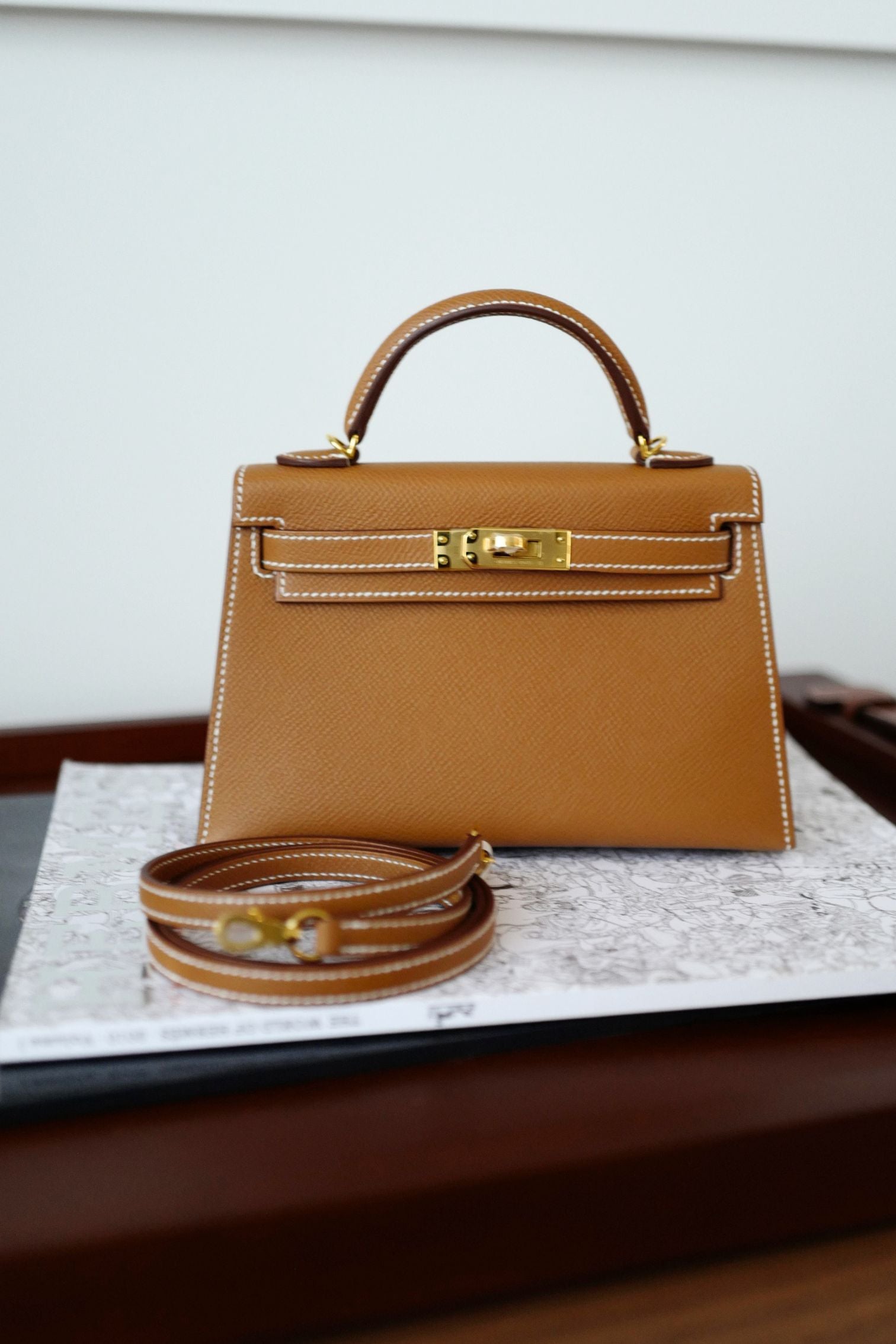 NEW Hermes Mini Kelly Gold Epsom Calfskin Gold Hardware