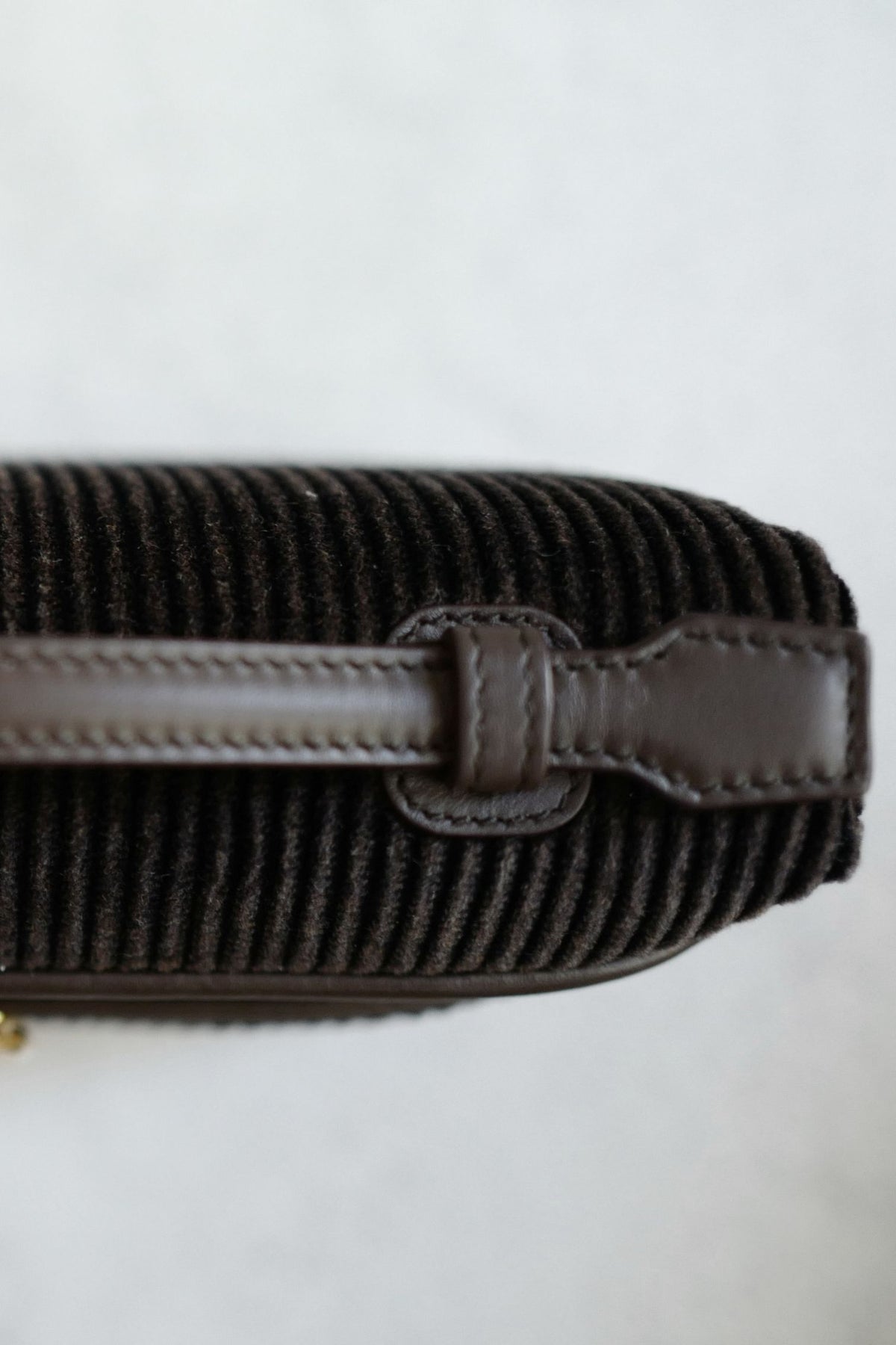 Loro Piana Extra Pocket L19 Dark Chocolate Corduroy Calfskin Sun Gold Hardware