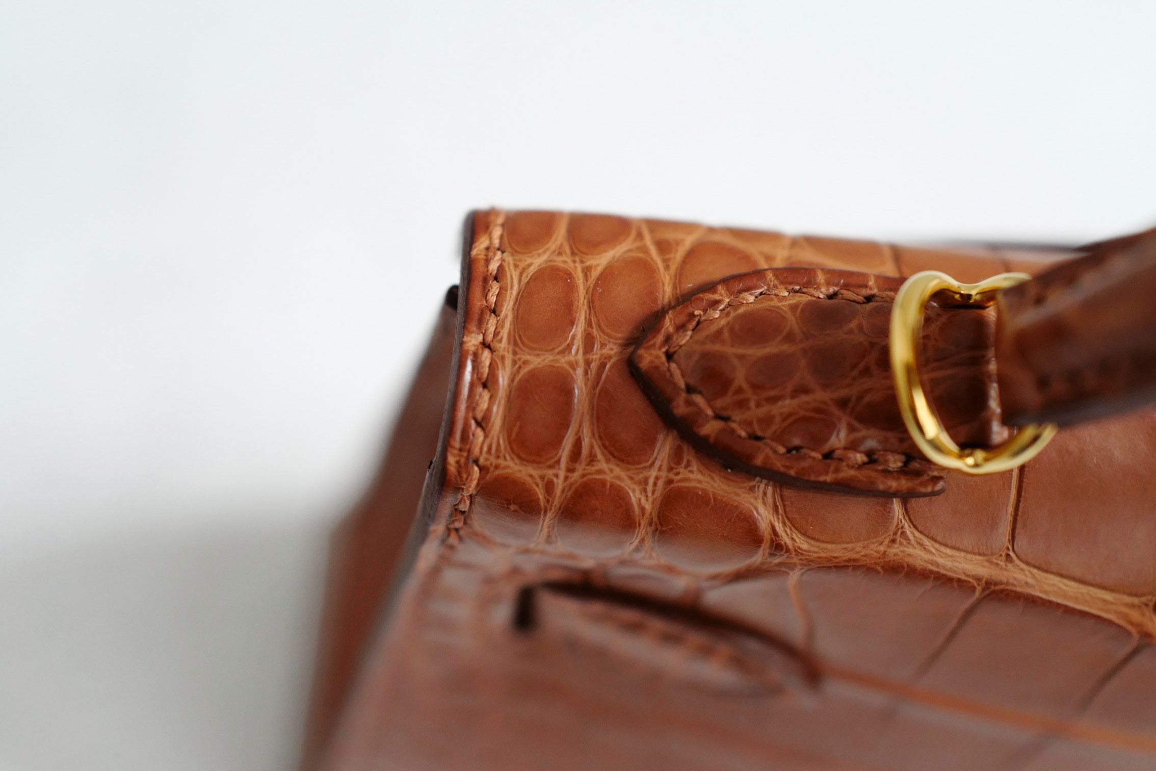 Hermès Mini Kelly Gold Sellier Alligator Mississippiens GHW G Stamp