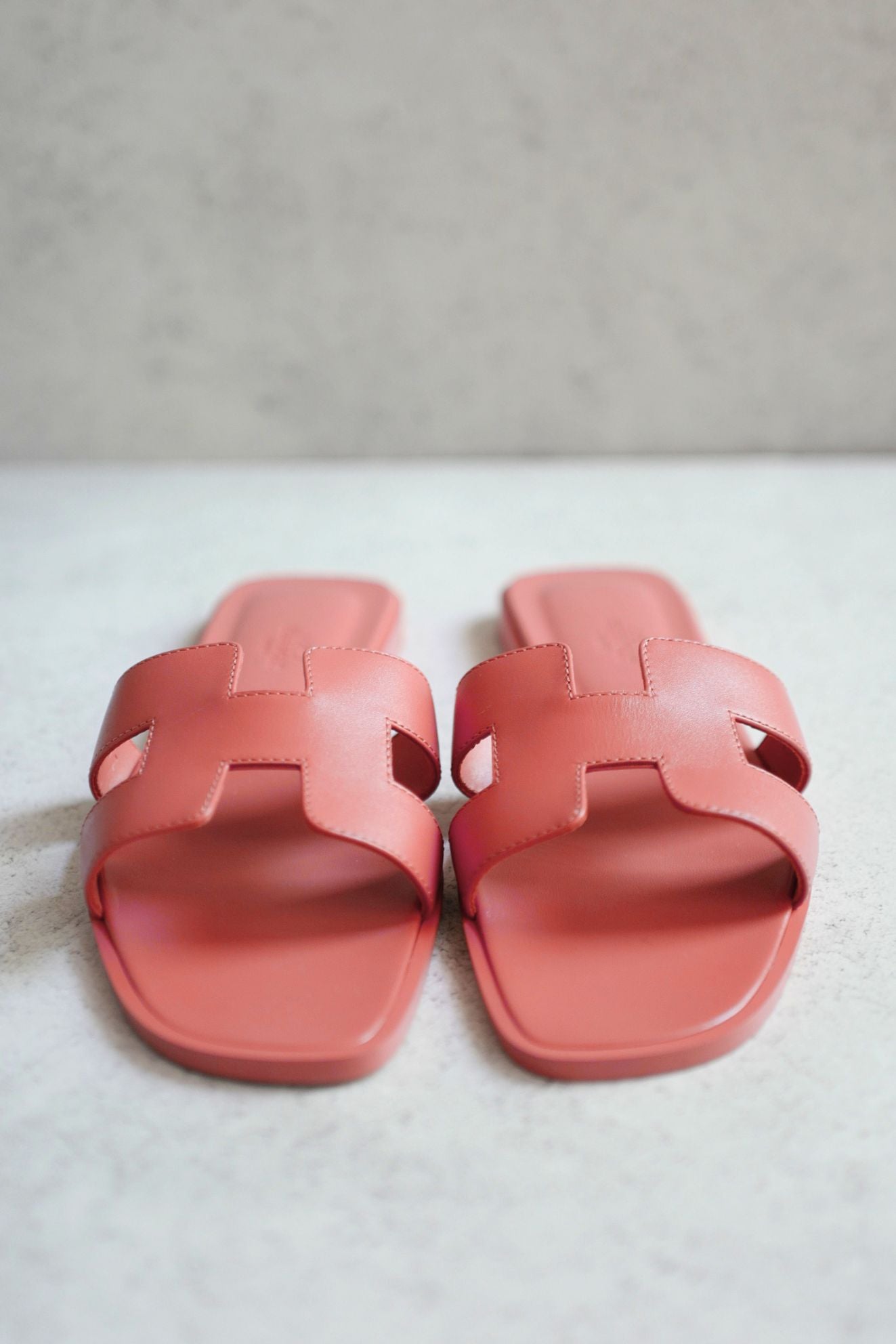 Hermès Oran Sandal Rouge Tomette Calfskin Leather Size 38.5