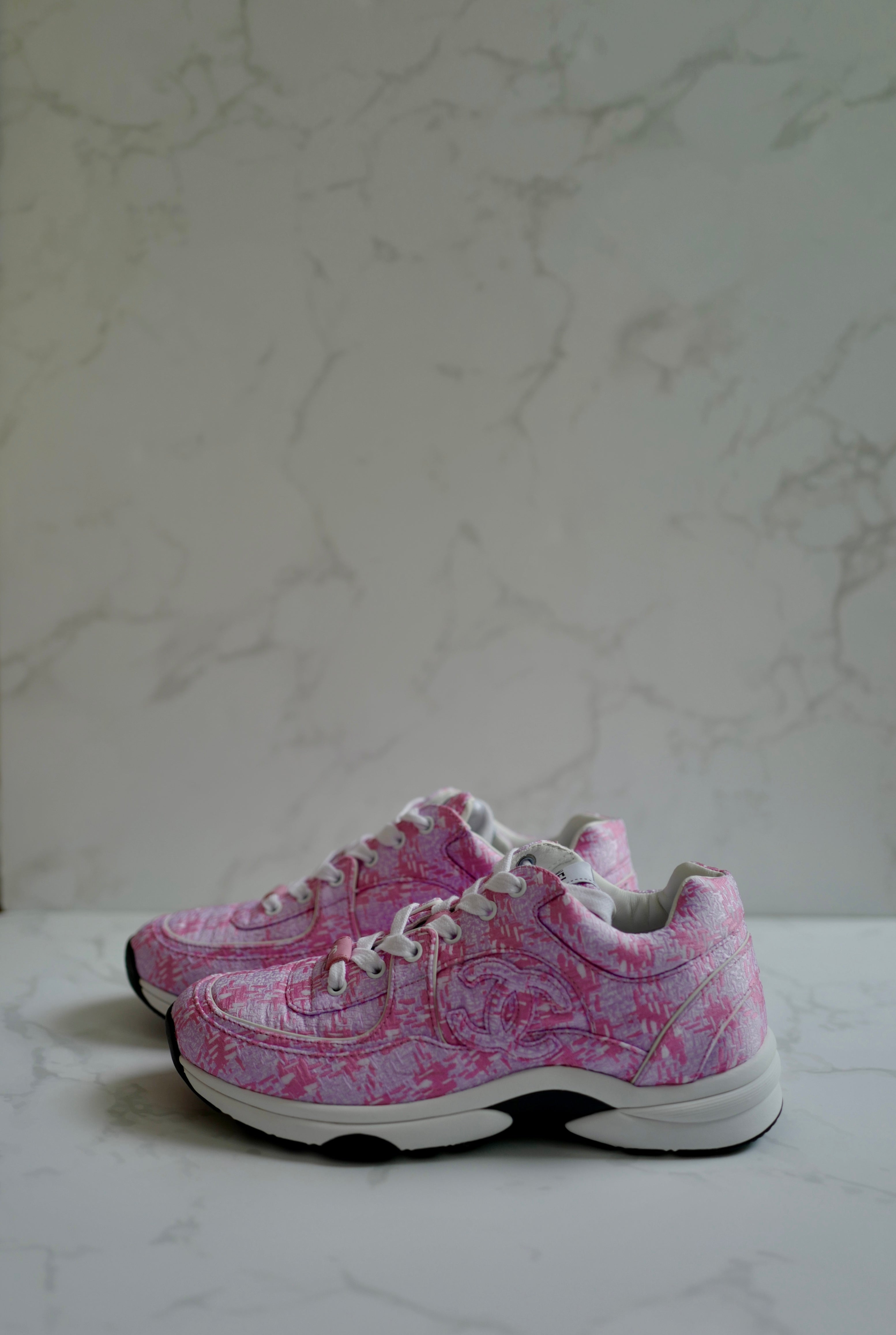 BNIB Chanel 24 Interlocking CC Logo Tweed Chunky Sneakers size 38