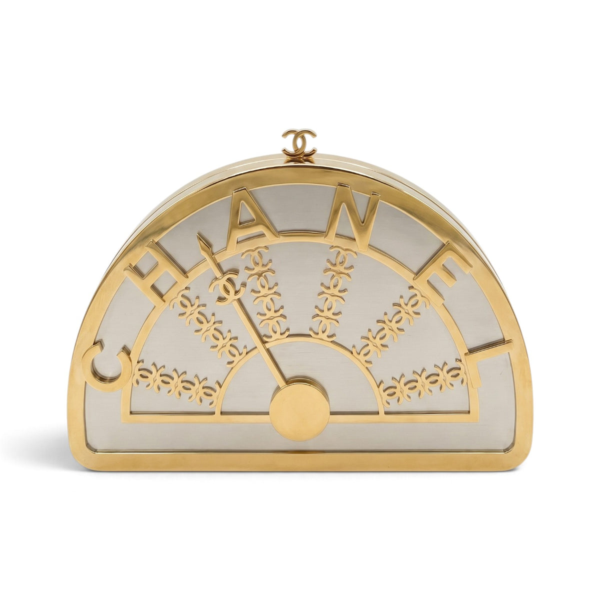 NEW Chanel 26A Metiers d’art Elevator Minaudiere Clutch Golden Silver Gold Hardware