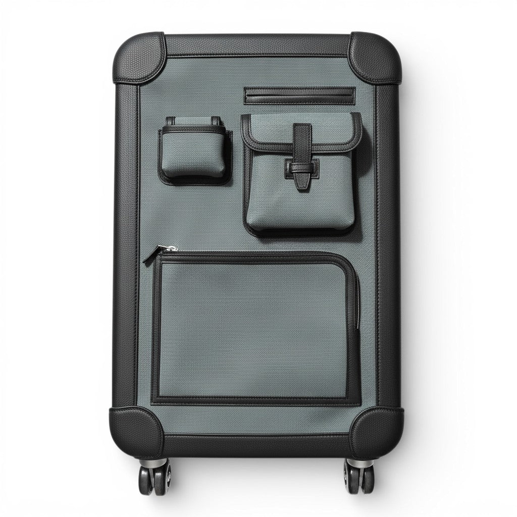 Hermès Valise R.M.S III Cabine Cargo Toile Goéland/Régate Vert Mangrove/Noir