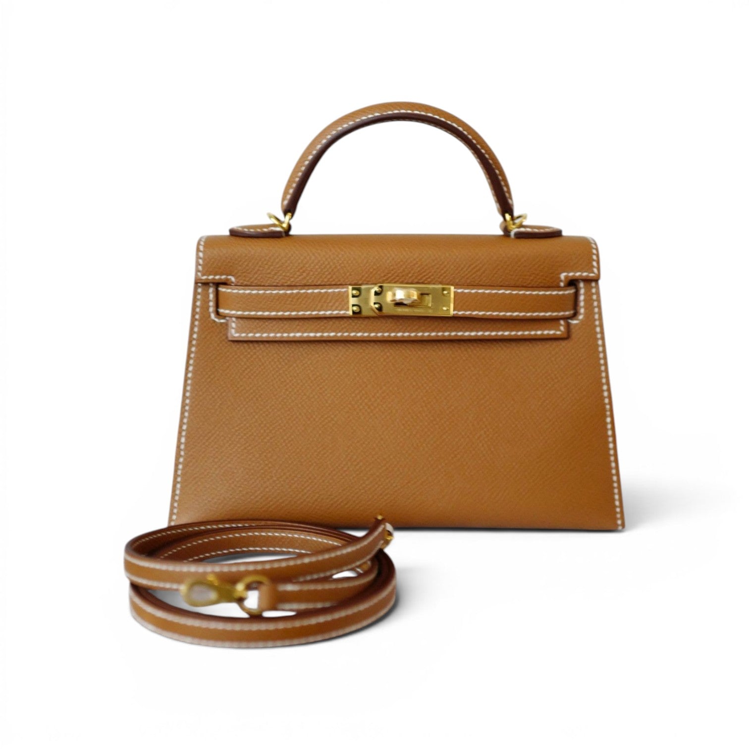 NEW Hermes Mini Kelly Gold Epsom Calfskin Gold Hardware