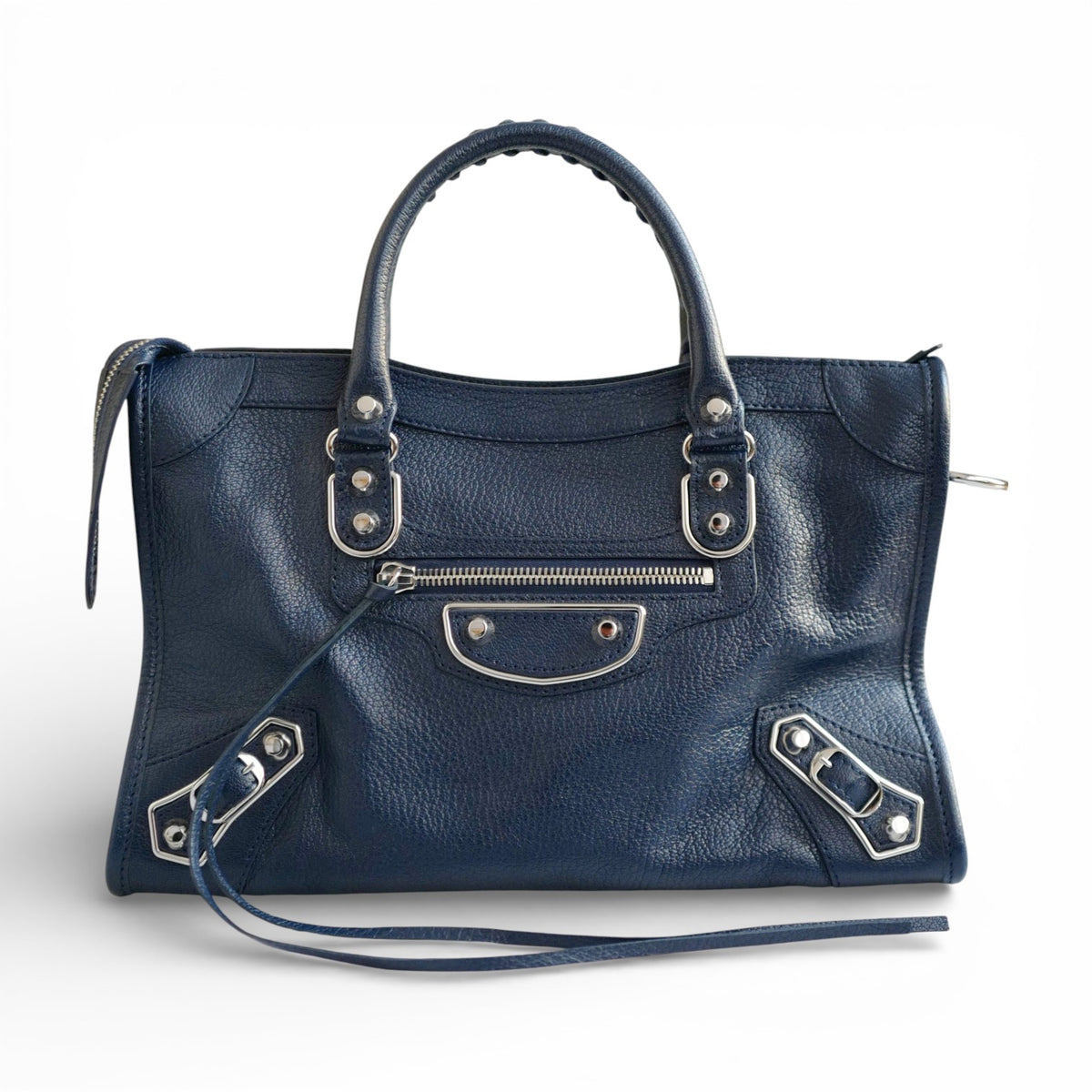Balenciaga city small in Navy Silver Hardware