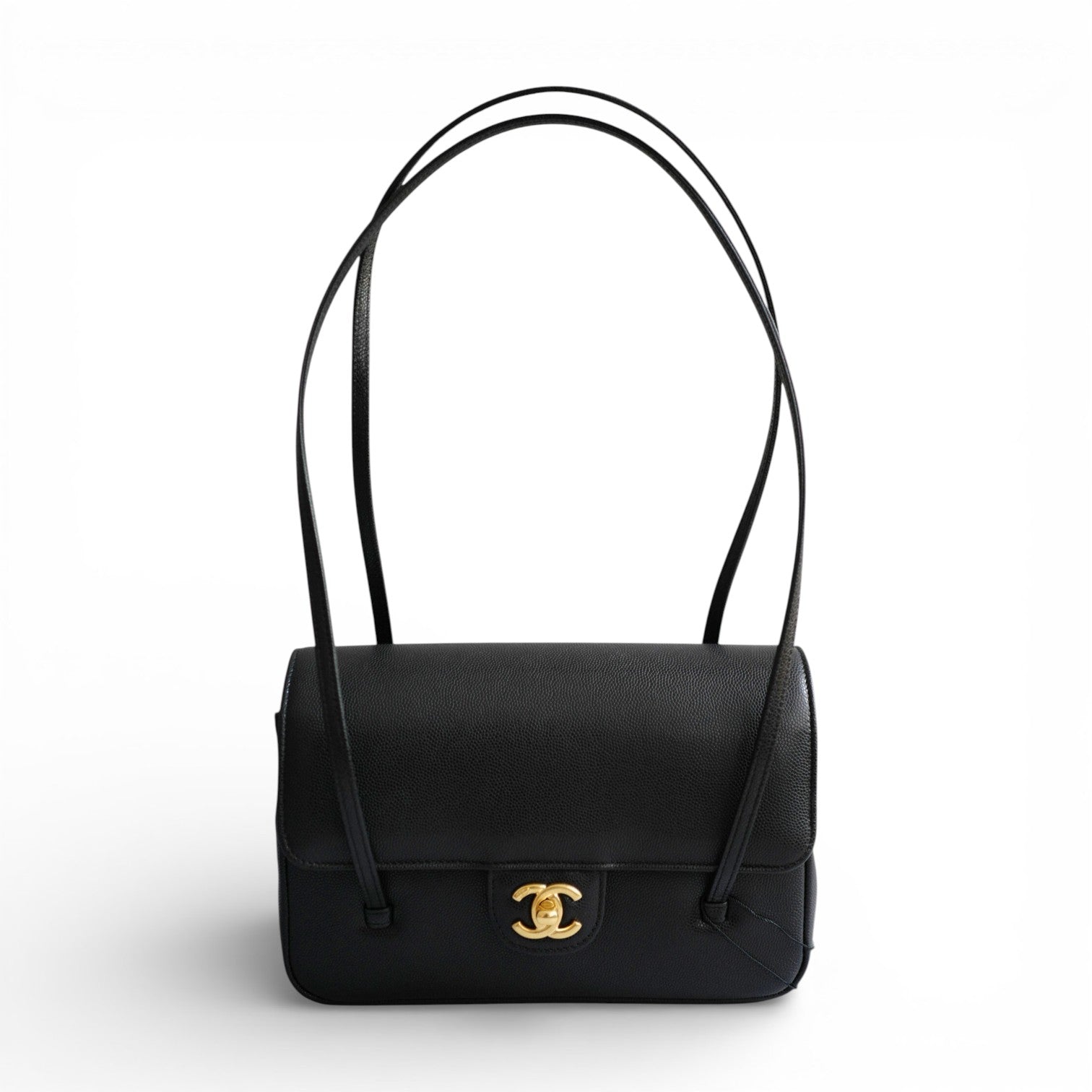 Chanel 26s Preppy Coco 22 Small Black Grained Shiny Calfskin With Gold Hardware