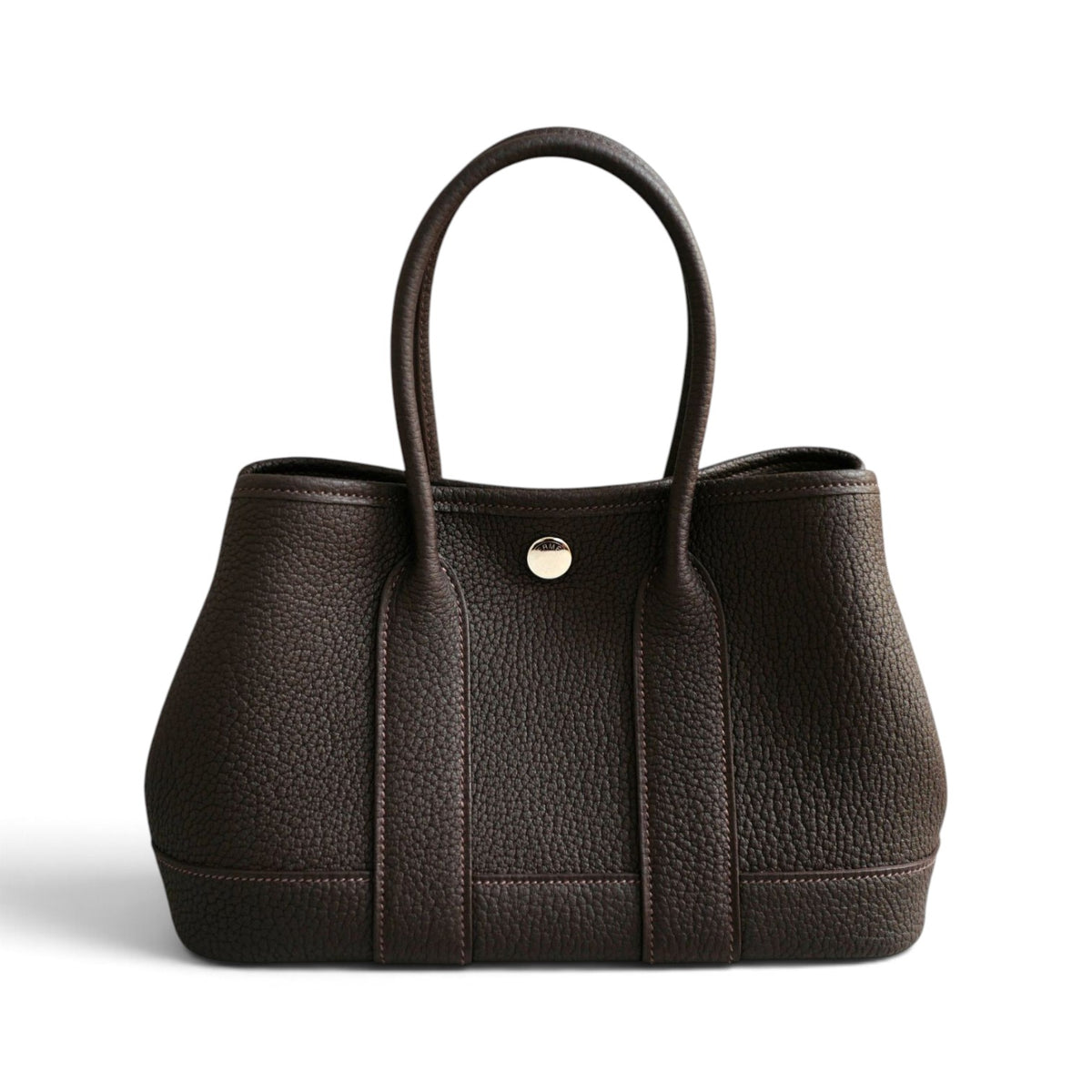 BNIB Hermes Mini Garden Party Neo 23 Bai Brun in Negonda Calfskin PHW G stamp