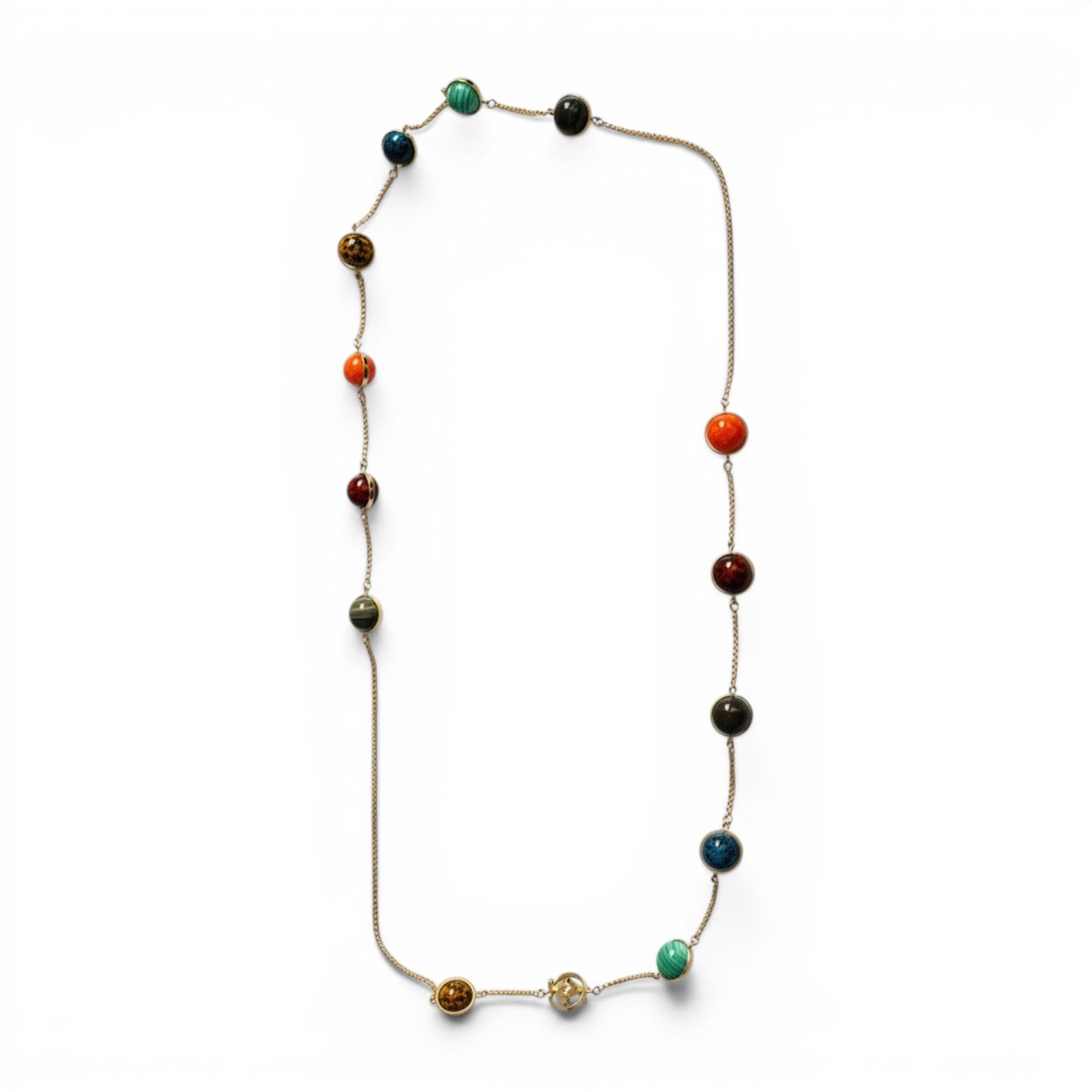 Chanel 26S Long Necklace Gold Multicolour Metal Glass Pearls